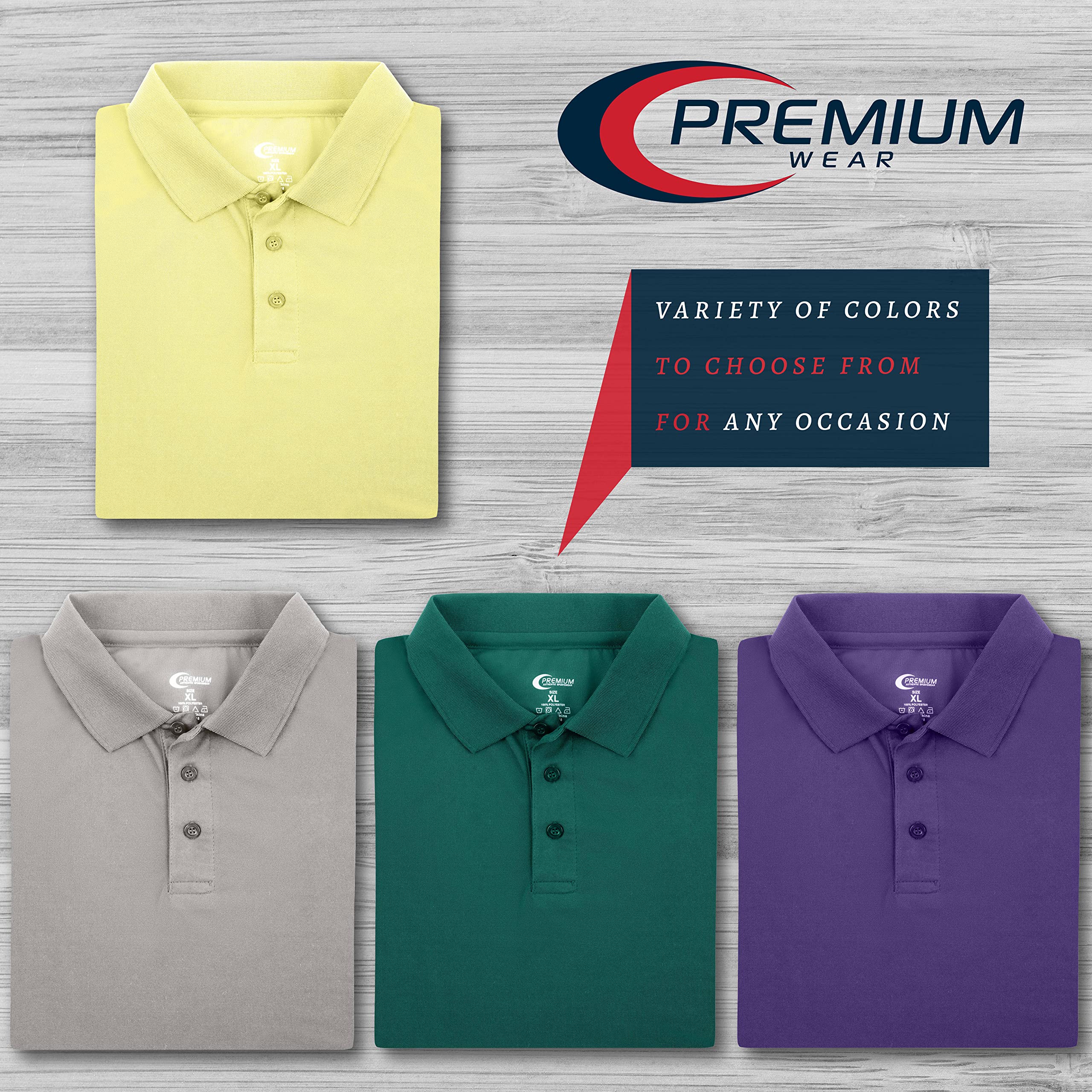 Premium Moisture-Wicking Men's Polo Shirts - Breathable & Quick-Dry Performance Tees for Golf, Work & Casual Wear