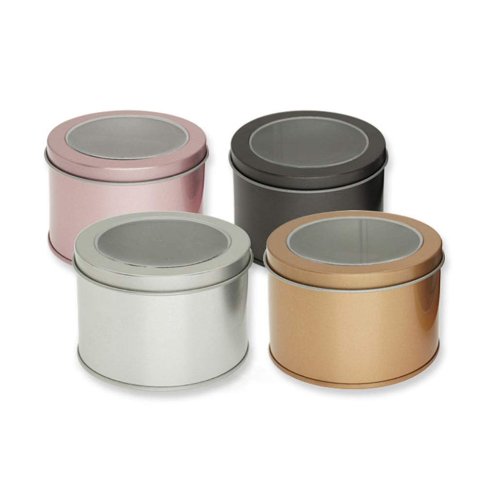 4-Piece Rose Gold Tea Storage Canisters with Airtight Lids - Tinplate Tea Tins for Coffee Beans, Sugar, Candy, Loose Leaf Tea & Chocolate - Portable Organizer Box for Jewelry (9x9x6cm) - Perfect for Kitchen Pantry, Office Desk & Gift Giving