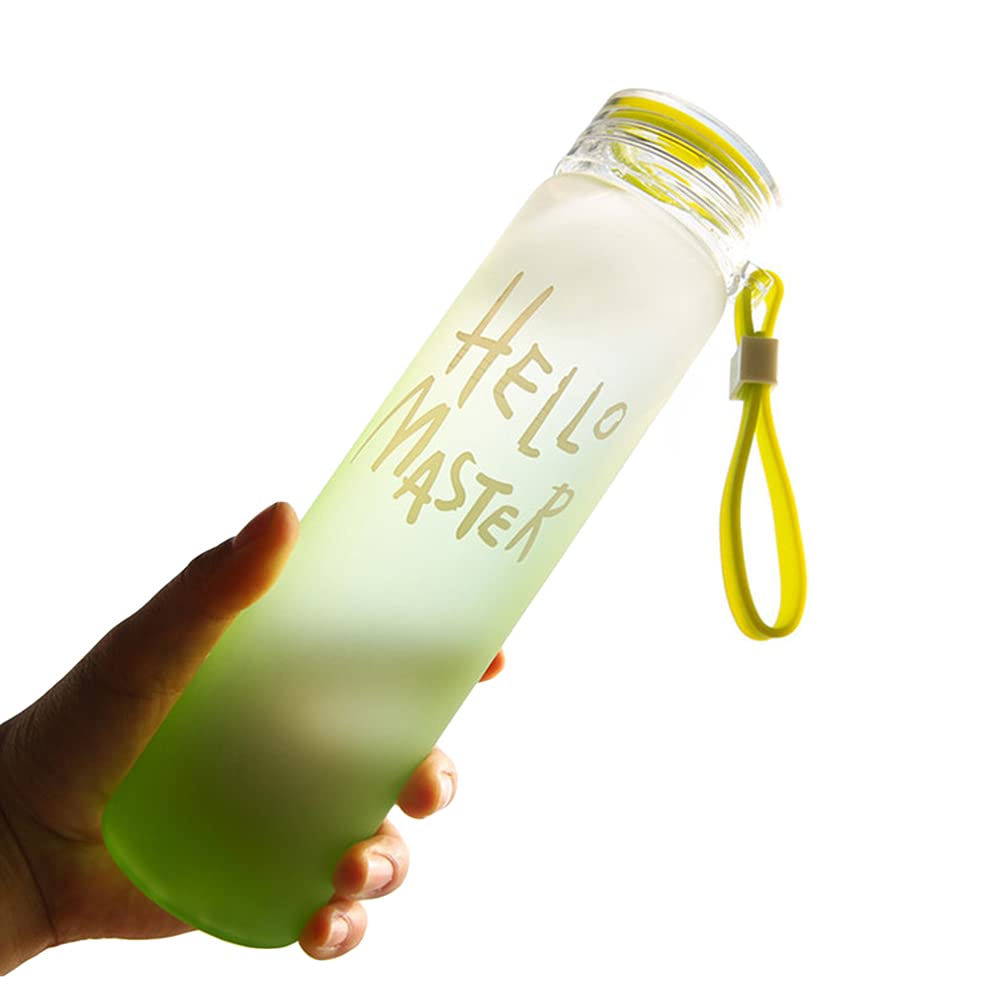 DOITOOL Frosted Gradient Glass Water Bottle - 16oz Reusable Drinking Bottle for Water, Juice & Tea - BPA-Free, Leak-Proof, Eco-Friendly (Green) - Perfect for Gym, Office & Outdoor Activities
