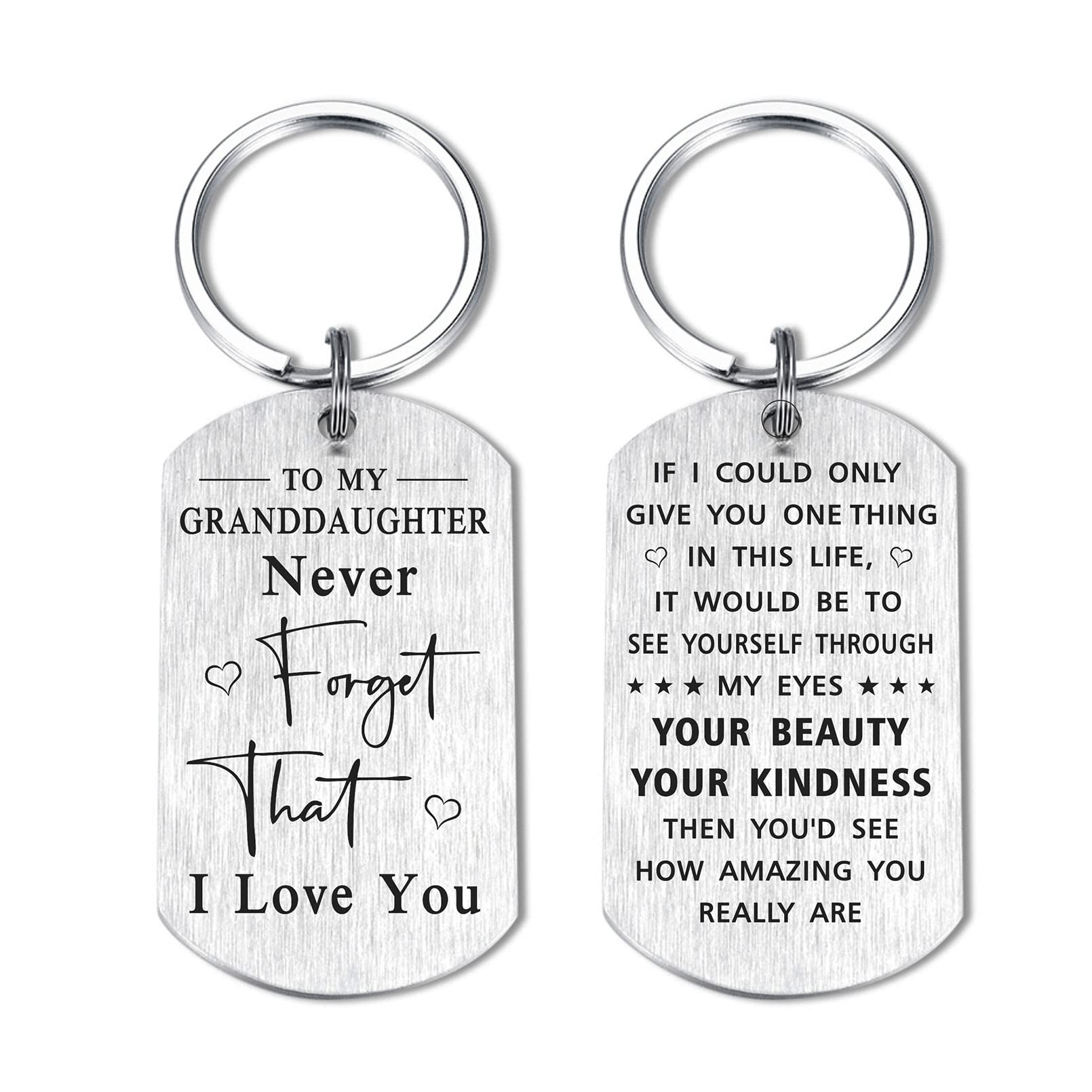 I Love My Favorite Granddaughter Keychain - Engraved Birthday & Graduation Gift for Granddaughters - Perfect for Keyrings, Backpacks & Special Occasions