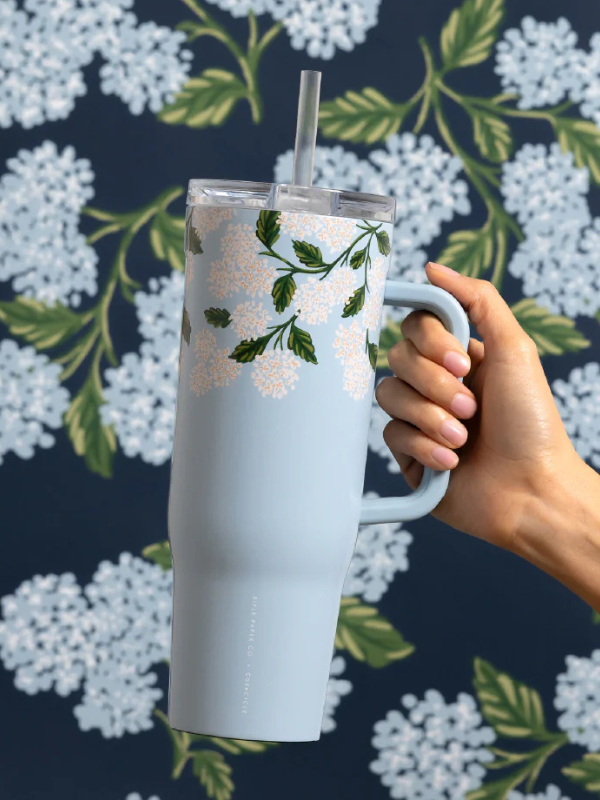 Rifle Paper Co. Gloss Blue Hydrangea Cruiser Bike - Perfect for Beach Rides, City Commuting & Casual Cycling