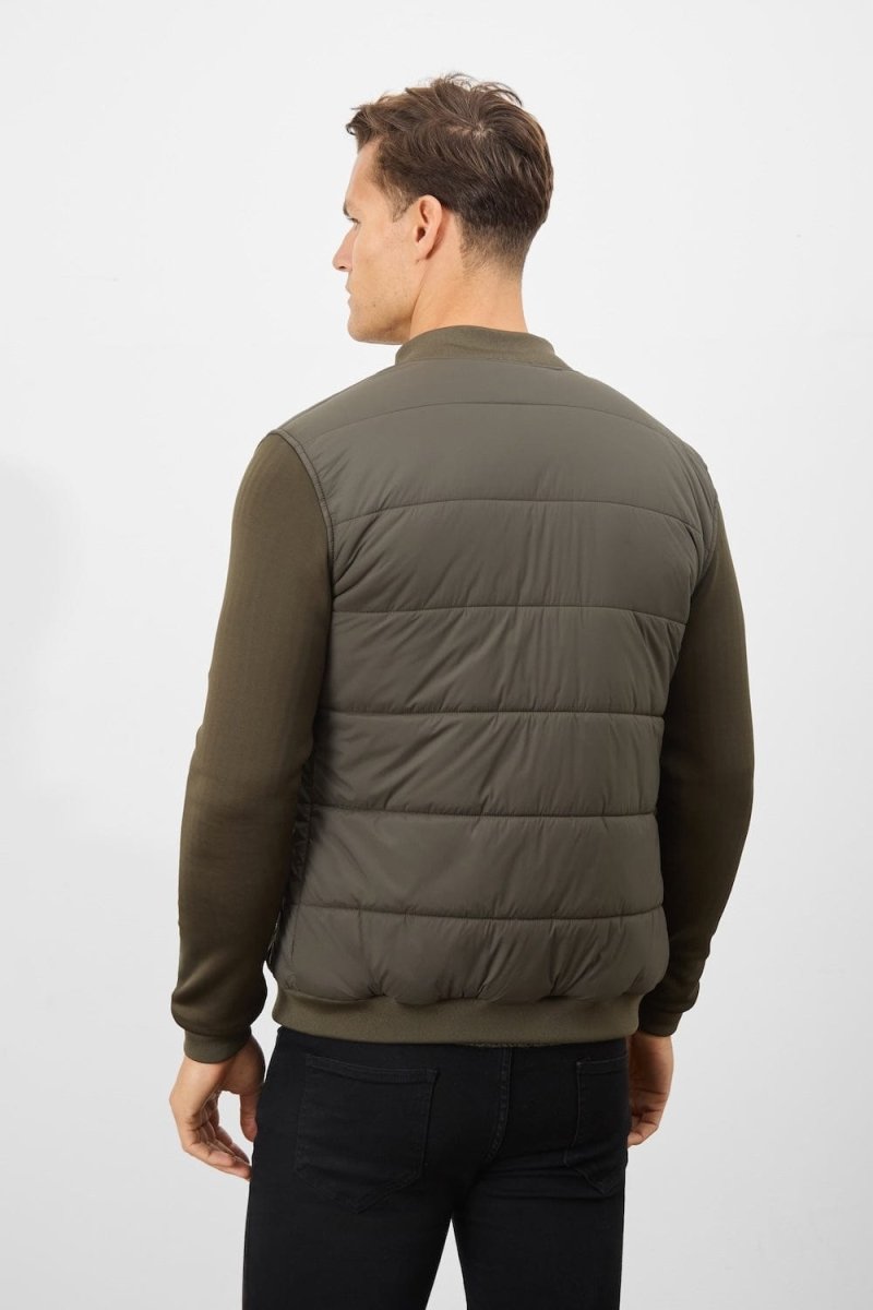Quilted Hybrid Jacket in Khaki - Lightweight Water-Resistant Outdoor Jacket for Hiking, Camping & Travel
