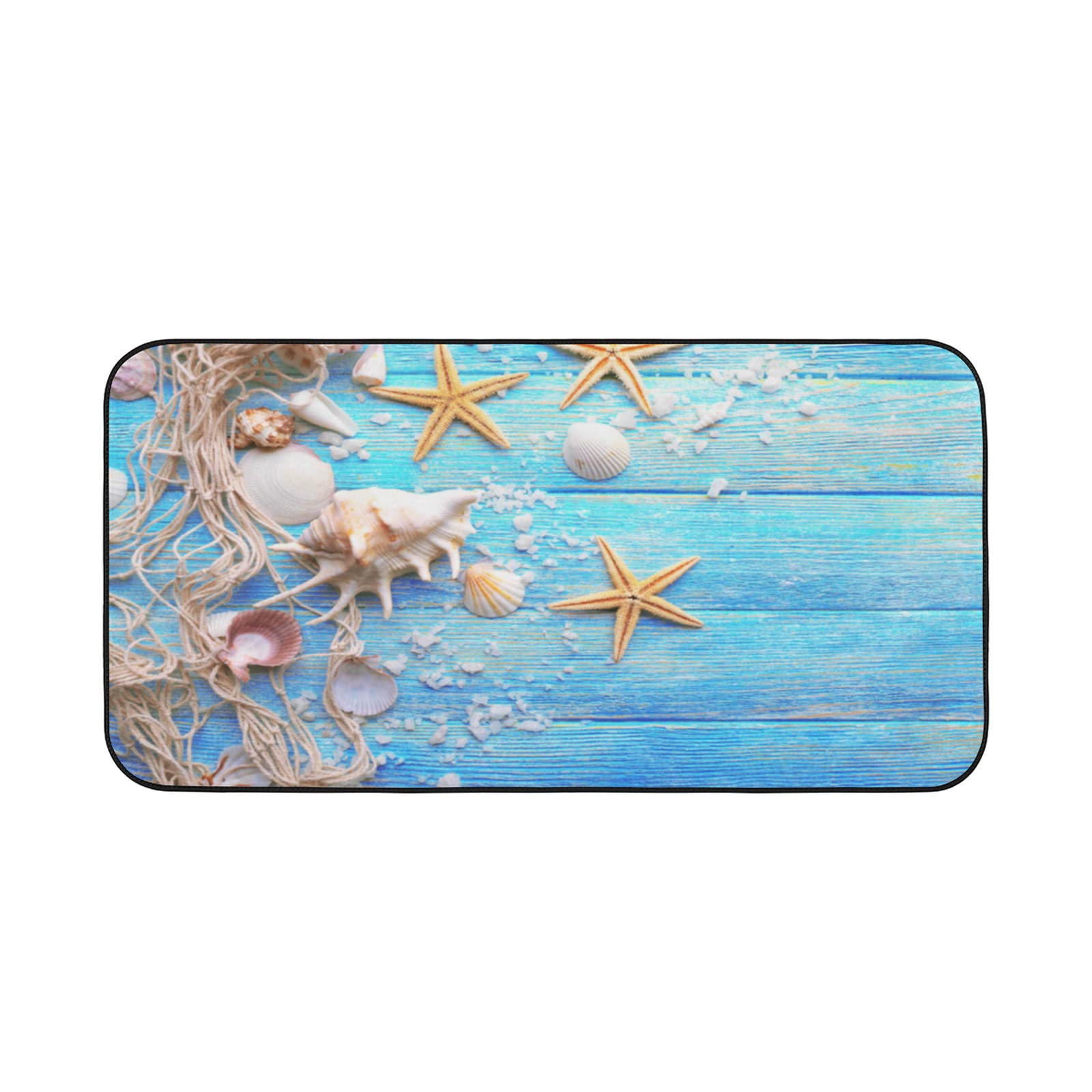 Non-Slip Beach Themed Kitchen Rug - Wood Starfish Design Washable Anti-Fatigue Memory Foam Doormat, 39x20 Inches - Perfect for Kitchen, Laundry Room, Bathroom & Entryway Floor Decor