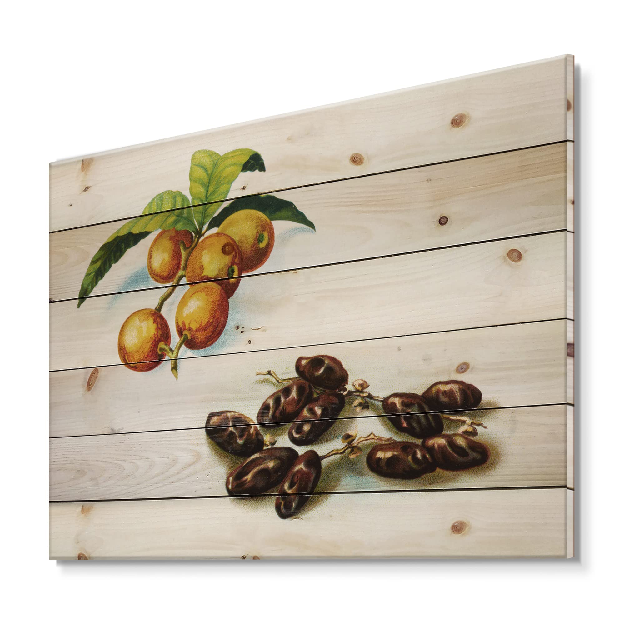 Vintage Fruits Farmhouse Wood Wall Decor - Brown Wood Wall Art - Large Food & Beverage Wood Panels - Natural Pine Wood Art - Perfect for Kitchen, Dining Room & Country Style Home Decor