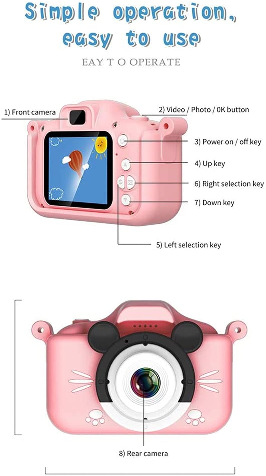 **Pink Kids Digital Camera Toy - Shockproof Video Camera for Girls Ages 3-8, Birthday & Holiday Gift - Perfect for Travel, Parties & Outdoor Adventures**