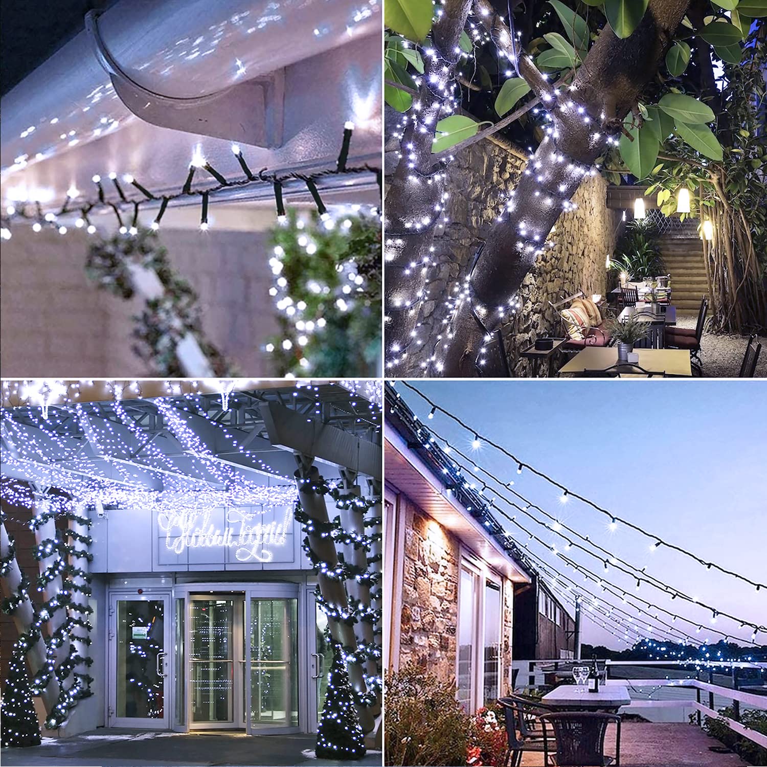 JMEXSUSS 200 LED White Christmas Lights Outdoor - 66ft Waterproof Twinkle String Lights with 8 Modes & Green Wire - Perfect for Christmas Tree, Xmas Wedding, Party & Indoor/Outdoor Holiday Decorations