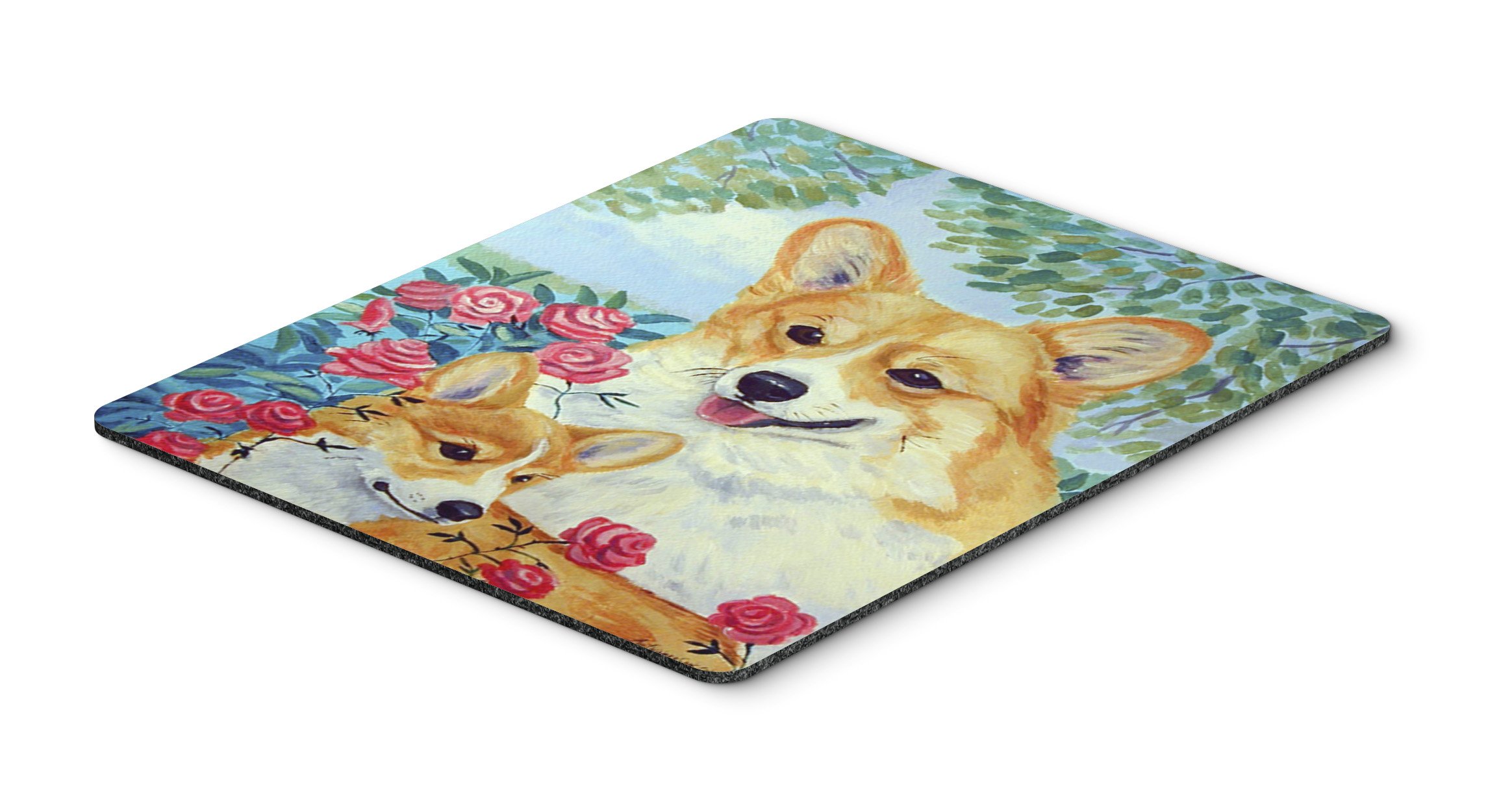 Caroline's Treasures 7084MP Corgi Momma Loves Roses Mouse Pad - Large Washable Non-Slip Desk Mat for Home Office, Gaming, Computer & Laptop Use - Perfect Gift for Dog Lovers & Work From Home Professionals
