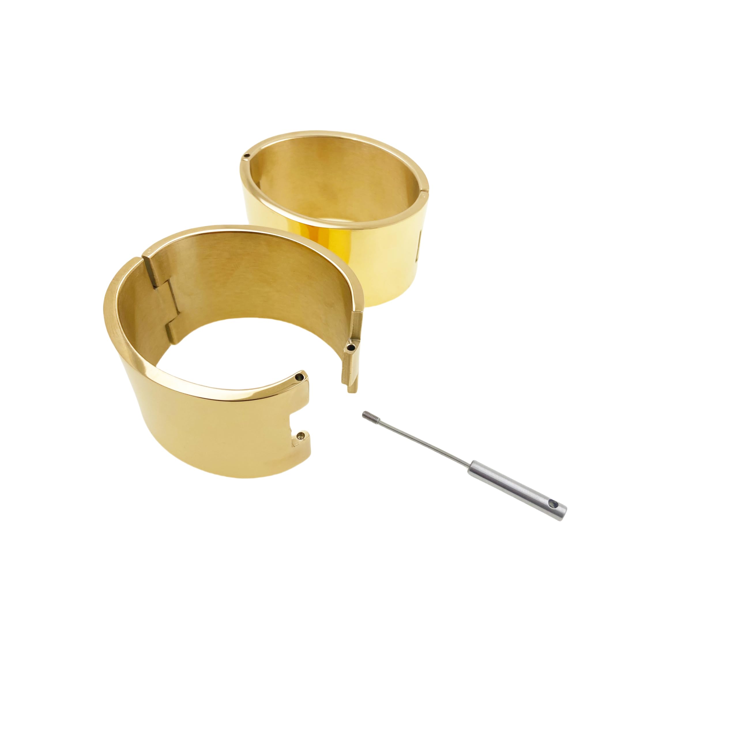 Polished Stainless Steel Lockable Wrist & Ankle Cuffs - Bangle Slave Bracelets for Men & Women - Secure BDSM Jewelry for Couples Play, Roleplay & Fetish Scenes