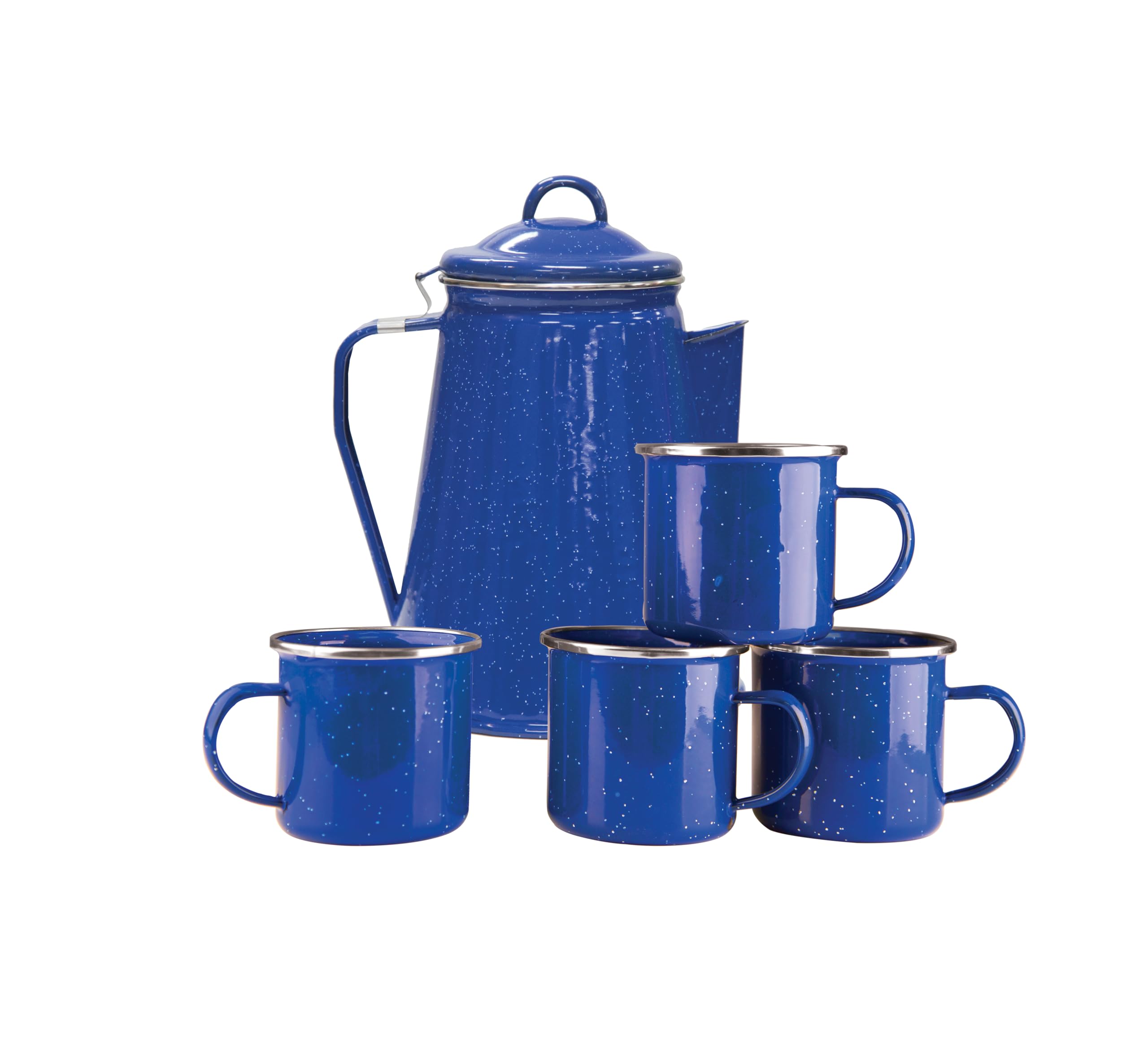 Stansport Enamel Coffee Pot - 12 Cup Camping Coffee Maker, Durable Stainless Steel with Heat-Resistant Handle for Outdoor, Picnic, RV & Home Use