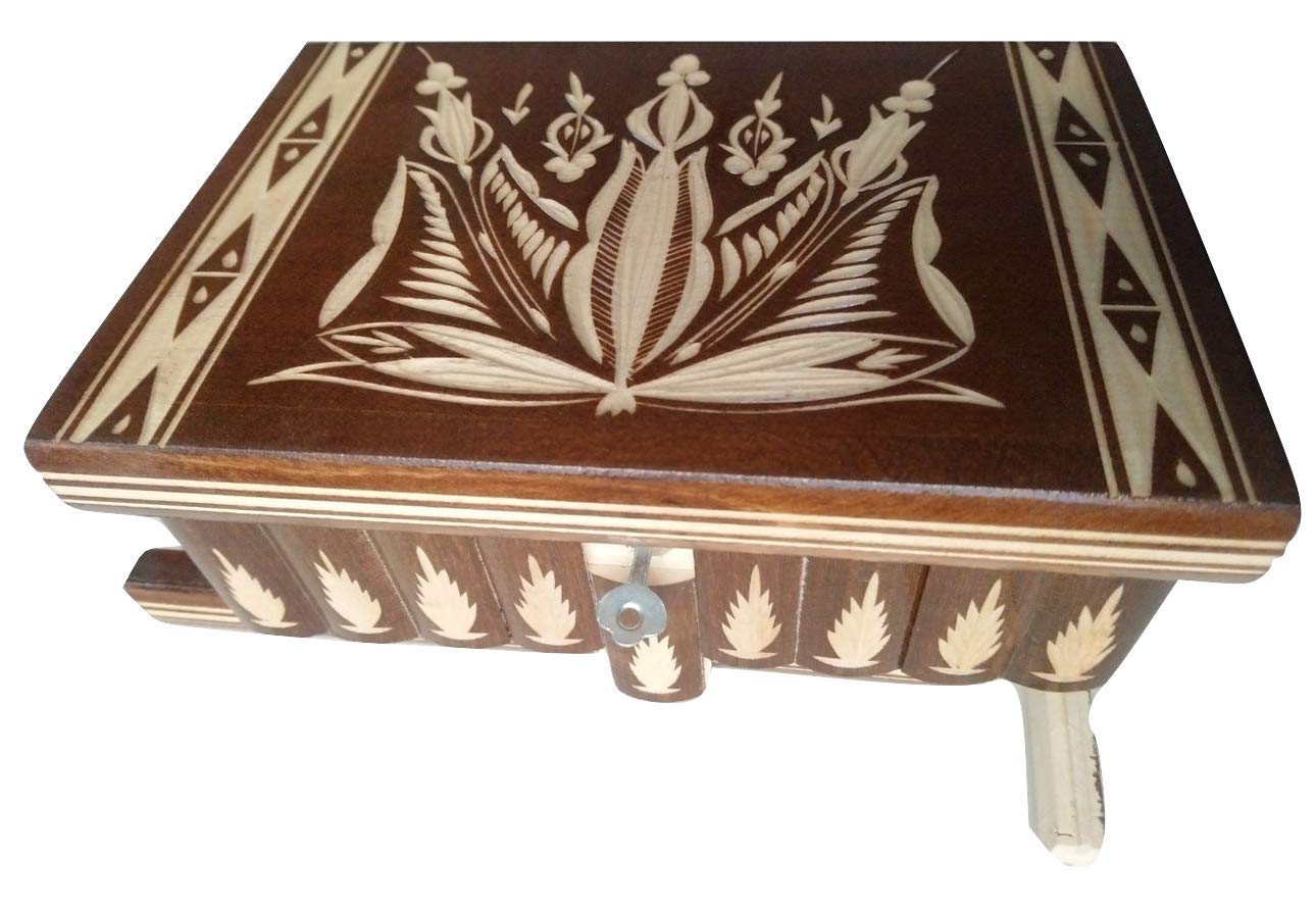 AZi Large Handcarved Wooden Puzzle Box - Secret Wizard Treasure & Jewelry Storage Case - Unique Magic Carved Wooden Toy for Kids & Adults - Perfect for Gifts, Collectibles & Home Decor (Brown)