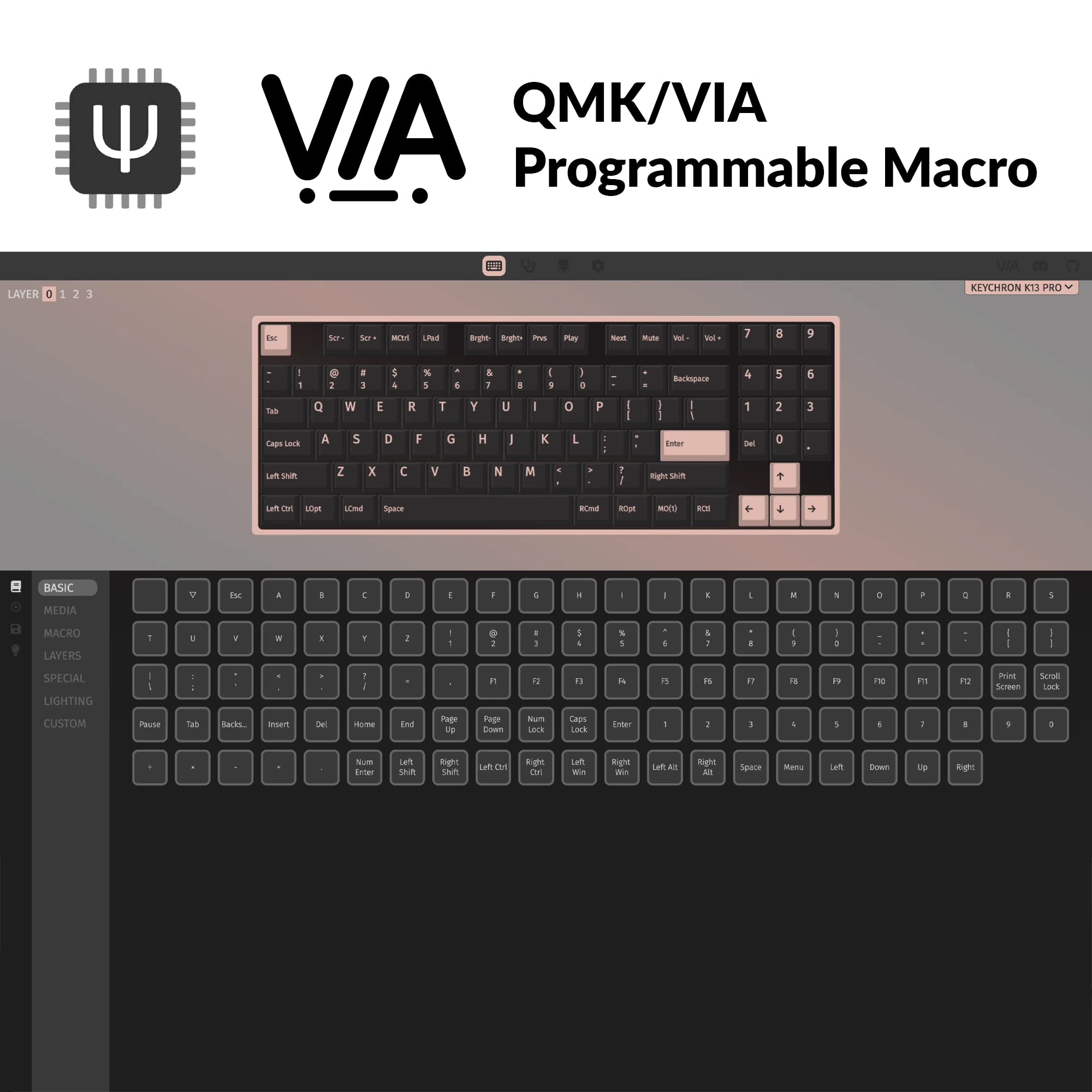 Keychron K13 Pro Ultra-Slim Wireless Mechanical Keyboard - QMK/VIA Programmable, RGB Backlit, Hot-Swappable Low-Profile Gateron Brown Switches, TKL Layout with Numpad - Compatible with Mac, Windows, Linux - Perfect for Office Work, Gaming & Programming