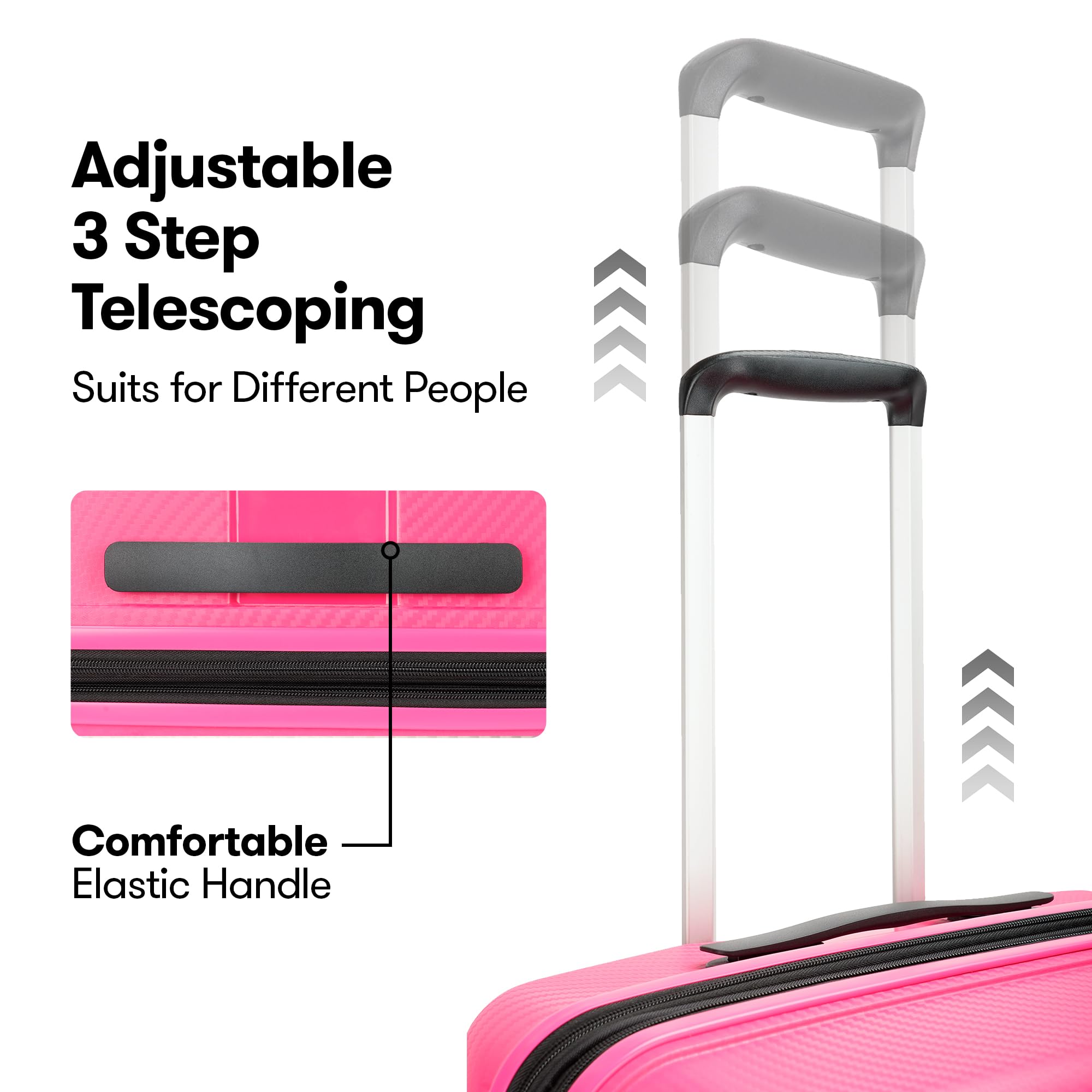 3 Piece Luggage Set for Women - Durable Expandable Large Suitcase with 360° Spinner Wheels & TSA Lock (20in/25in/29in) in Dark Pink | Perfect for Air Travel, Business Trips & Vacation Packing