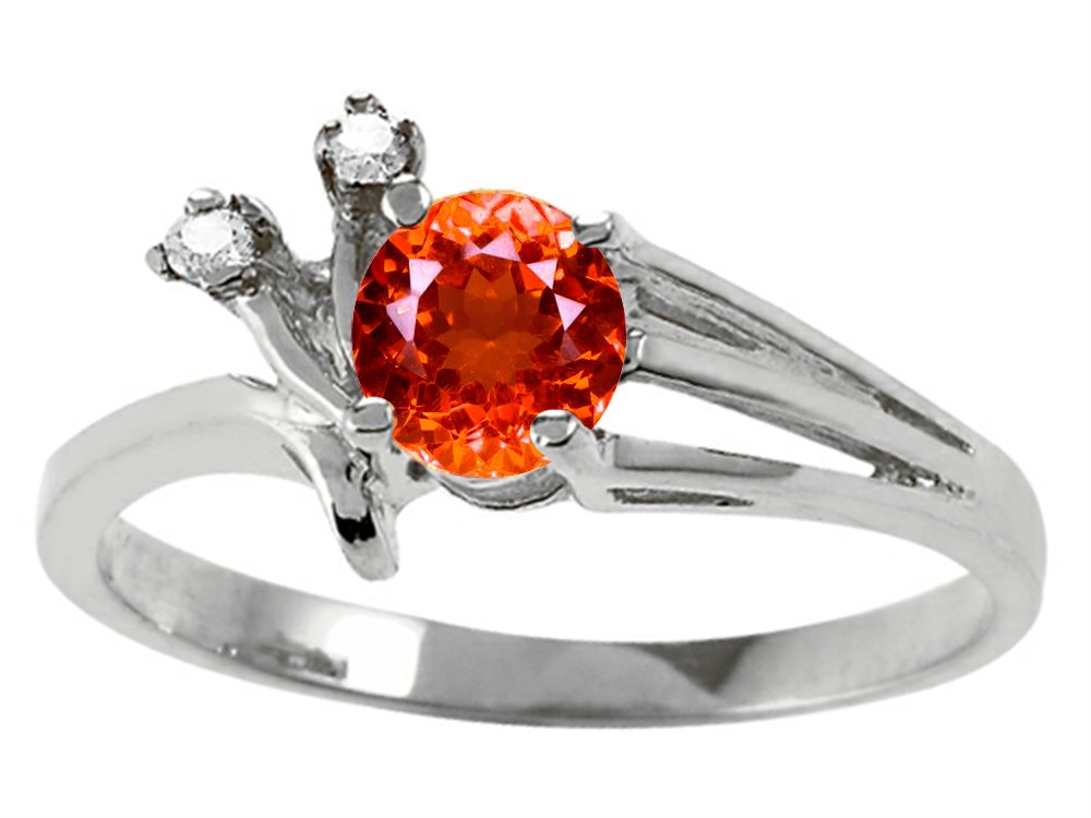Tommaso Design Simulated Mexican Orange Fire Opal Ring 10kt Gold - Elegant Statement Jewelry for Weddings & Evening Events