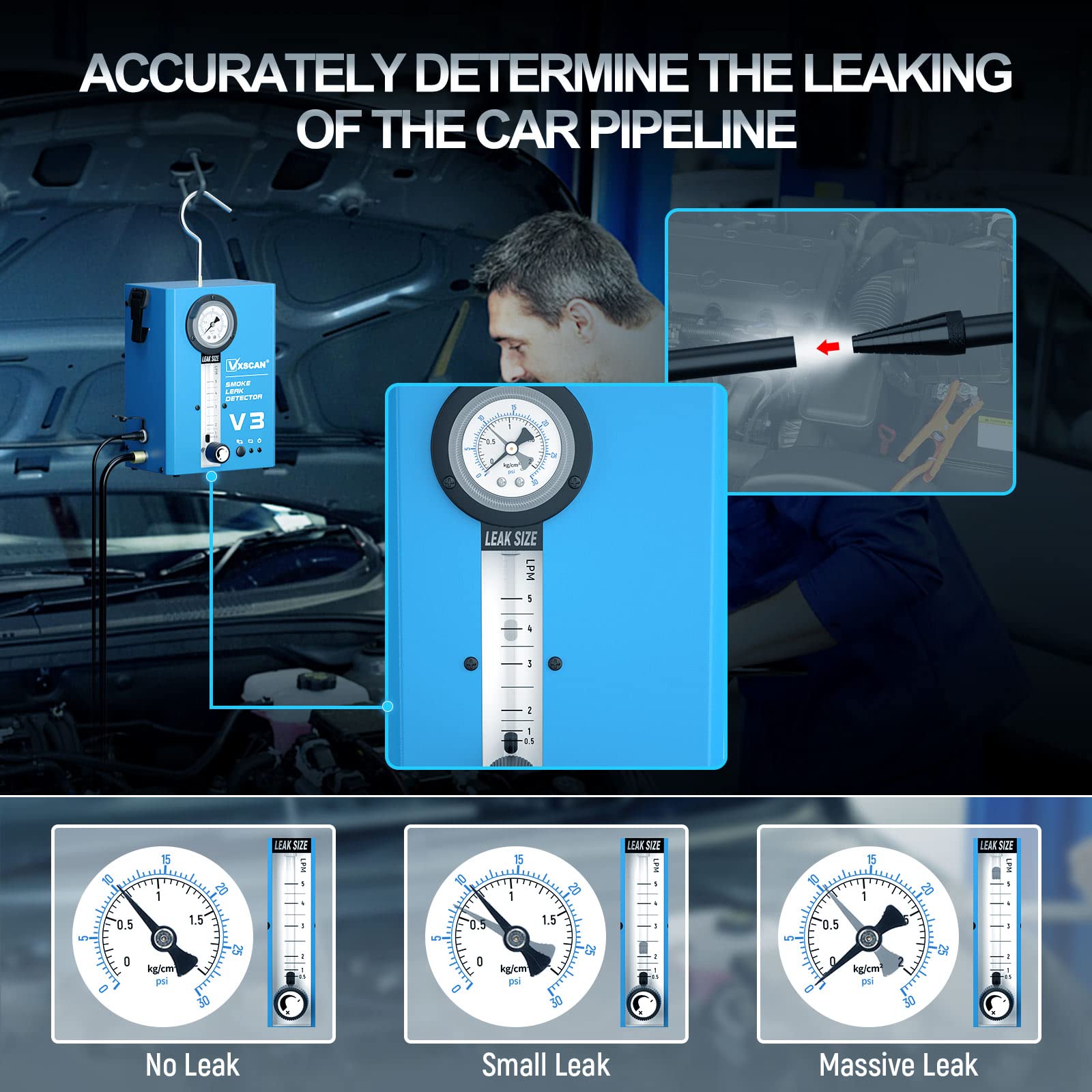 **Automotive Smoke Machine Leak Detector - EVAP Smoke Tester for Cars with Built-in Air Pump, Pressure Gauge & Flow Meter | Dual Mode for DC12V Vehicles | Detects Leaks in Vacuum, Fuel & Other Car Systems | Ideal for Mechanics & DIY Auto Repair**