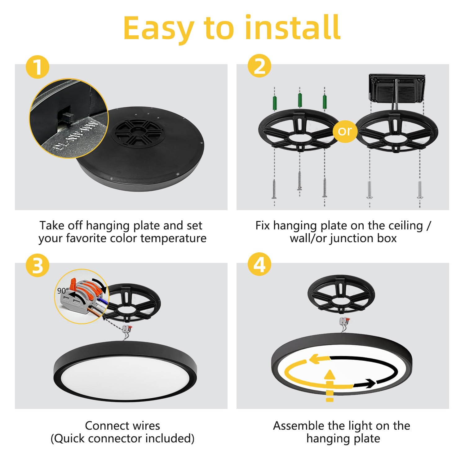 6 Pack 12 Inch Ultra-Slim Low Profile LED Ceiling Light - Dimmable Round Flat Panel Light with 3 Color Temperatures (3000K/4000K/5000K) - Energy Saving Flush Mount Fixture for Bedroom, Hallway, Bathroom, Kitchen, Office - Easy Installation & Modern Design
