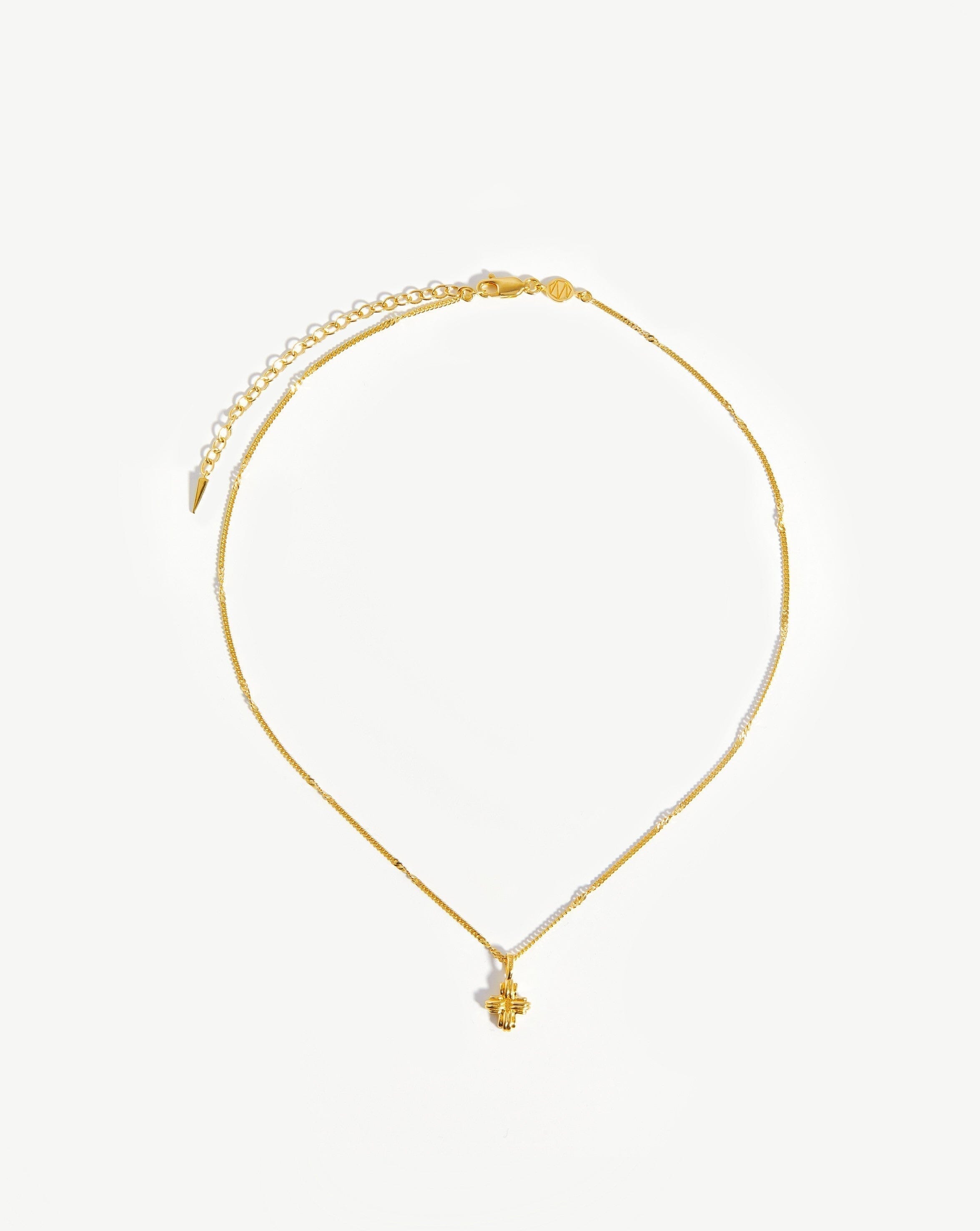 Lucy Williams Mini Ridge Cross Necklace - Elegant Gold Plated Religious Jewelry for Women - Perfect for Church, Weddings & Everyday Wear