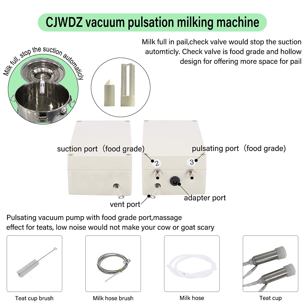 **Electric Milking Machine for Goats & Cows - Portable Vacuum Pulsation Pump Milker with 7L Stainless Steel Bucket - Ideal for Jerseys, Nigerian Dwarfs, Nubian Mix - Perfect for Small Farms, Homesteads & Dairy Production**