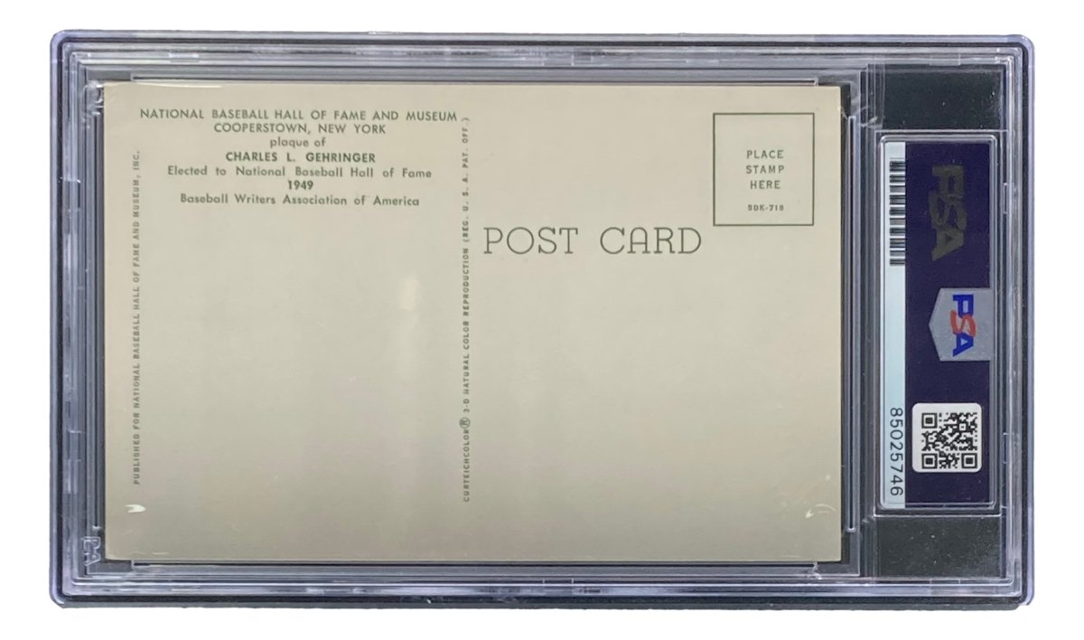 Charlie Gehringer Autographed 4x6 Detroit Tigers Hall of Fame Plaque Card with PSA/DNA Certification #85025746 - Perfect for Baseball Memorabilia Collectors and Tigers Fans Display