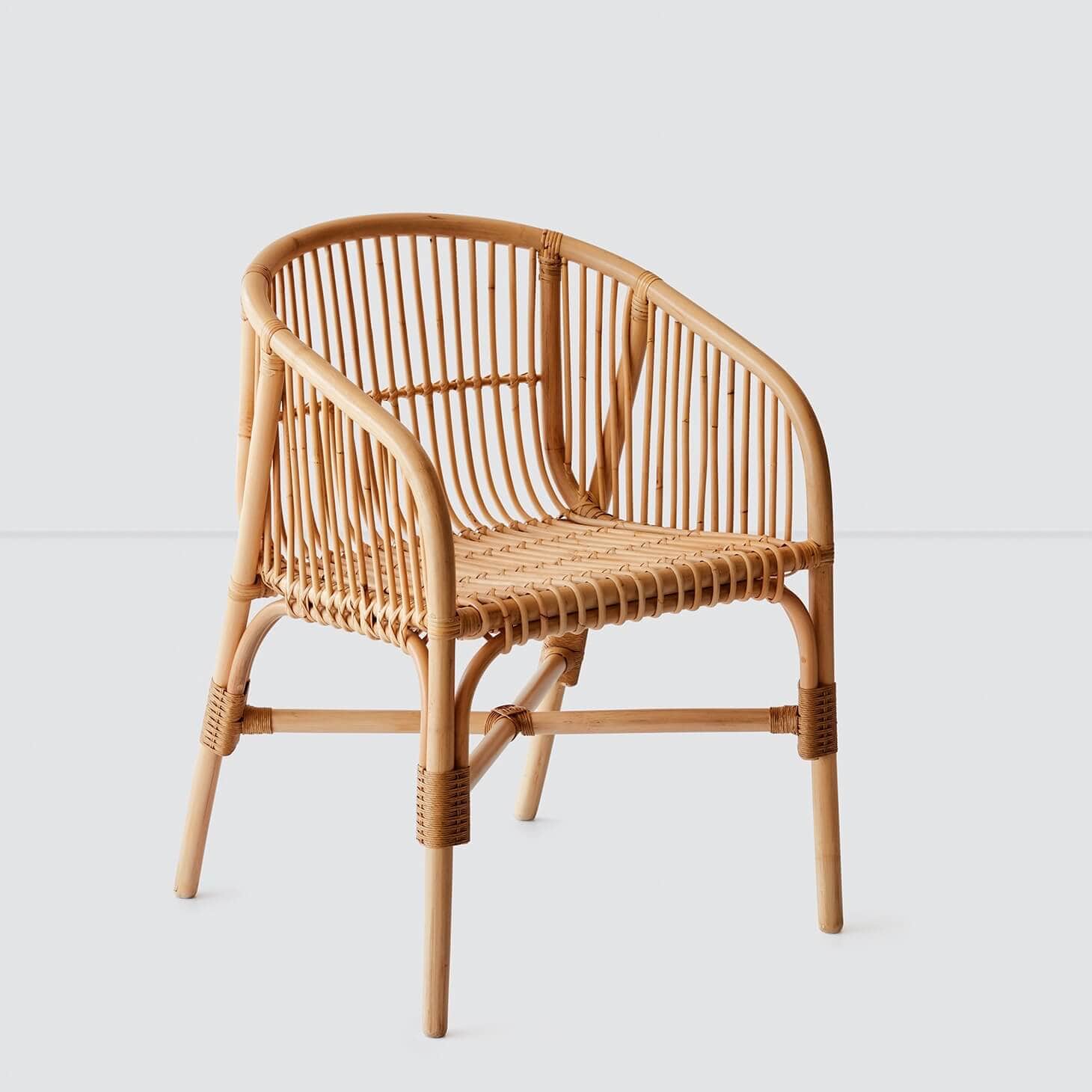 Handwoven Jakarta Rattan Dining Chair - Natural Wicker Chair for Indoor & Outdoor Dining, Patio, Garden, and Restaurant Use