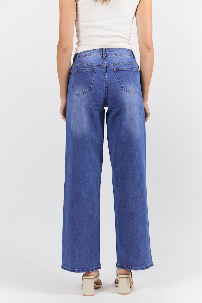 Monica Women's Medium Wash Relaxed Fit Jeans - Comfortable Stretch Denim Pants for Casual Wear & Everyday Outfits