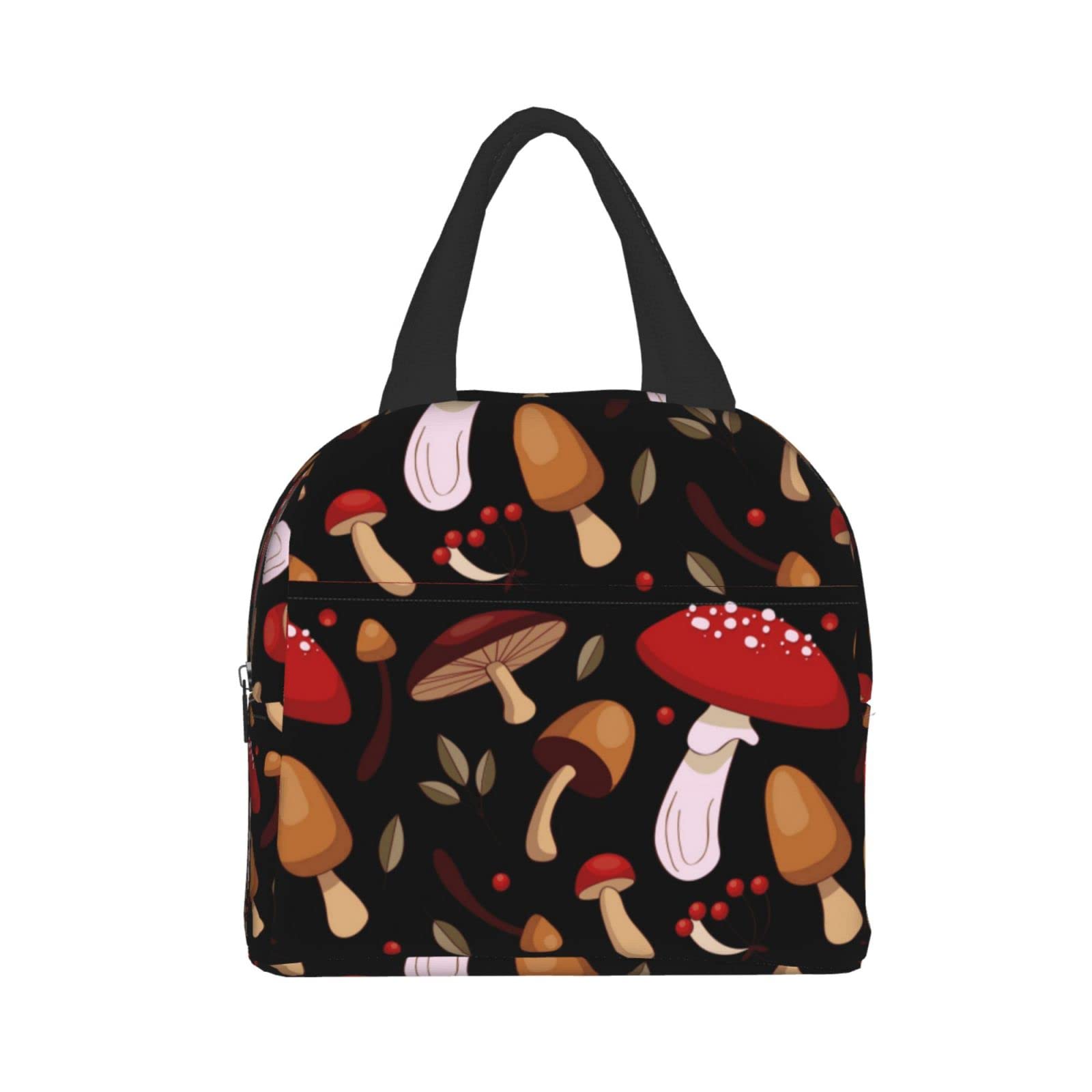 Insulated Lunch Bag with Cute Mushroom Print - Reusable & Leak-Proof Meal Container for Work, School, Travel & Picnic | Portable Tote for Men & Women | BPA-Free Food Storage