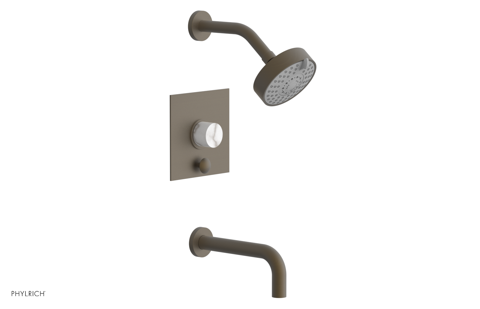 BASIC II Pressure Balance Tub and Shower Set - White Marble Finish 230S 28 - Perfect for Modern Bathroom Renovations & Spa-Like Shower Experience