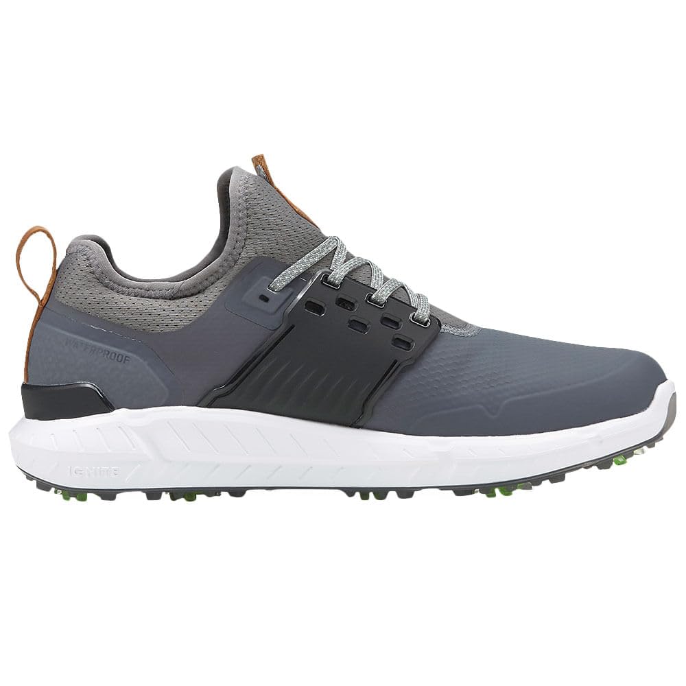 Puma Golf Shoes for Men - Ignite Articulate in Quiet Shade/Gold/Black - Size 9 | Perfect for Golf & Casual Wear