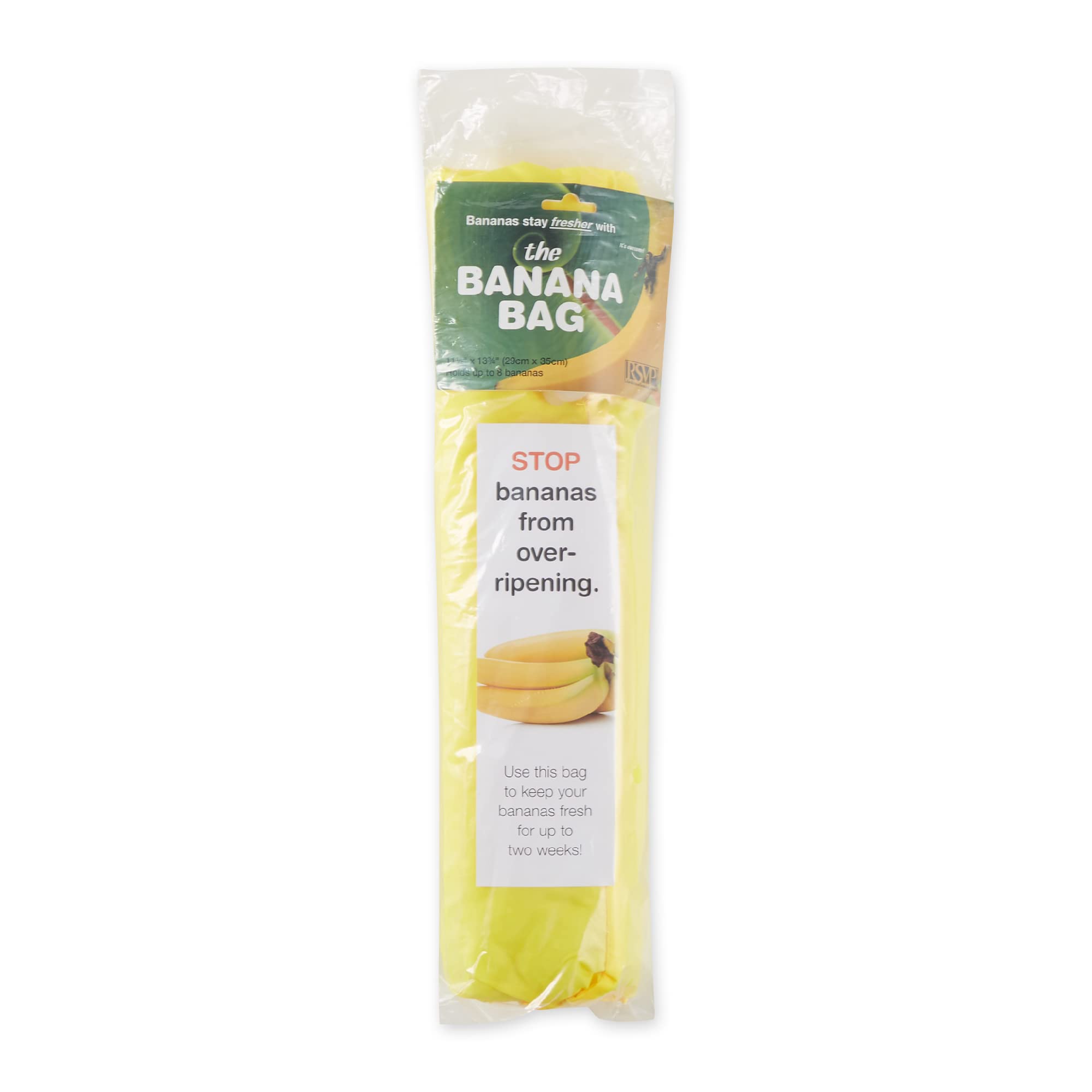 RSVP International Food Safe Nylon Banana Storage Bag - 11.5x13.75 Inches, Yellow - Keep Bananas Fresh Longer for Home, Office, and Travel Use