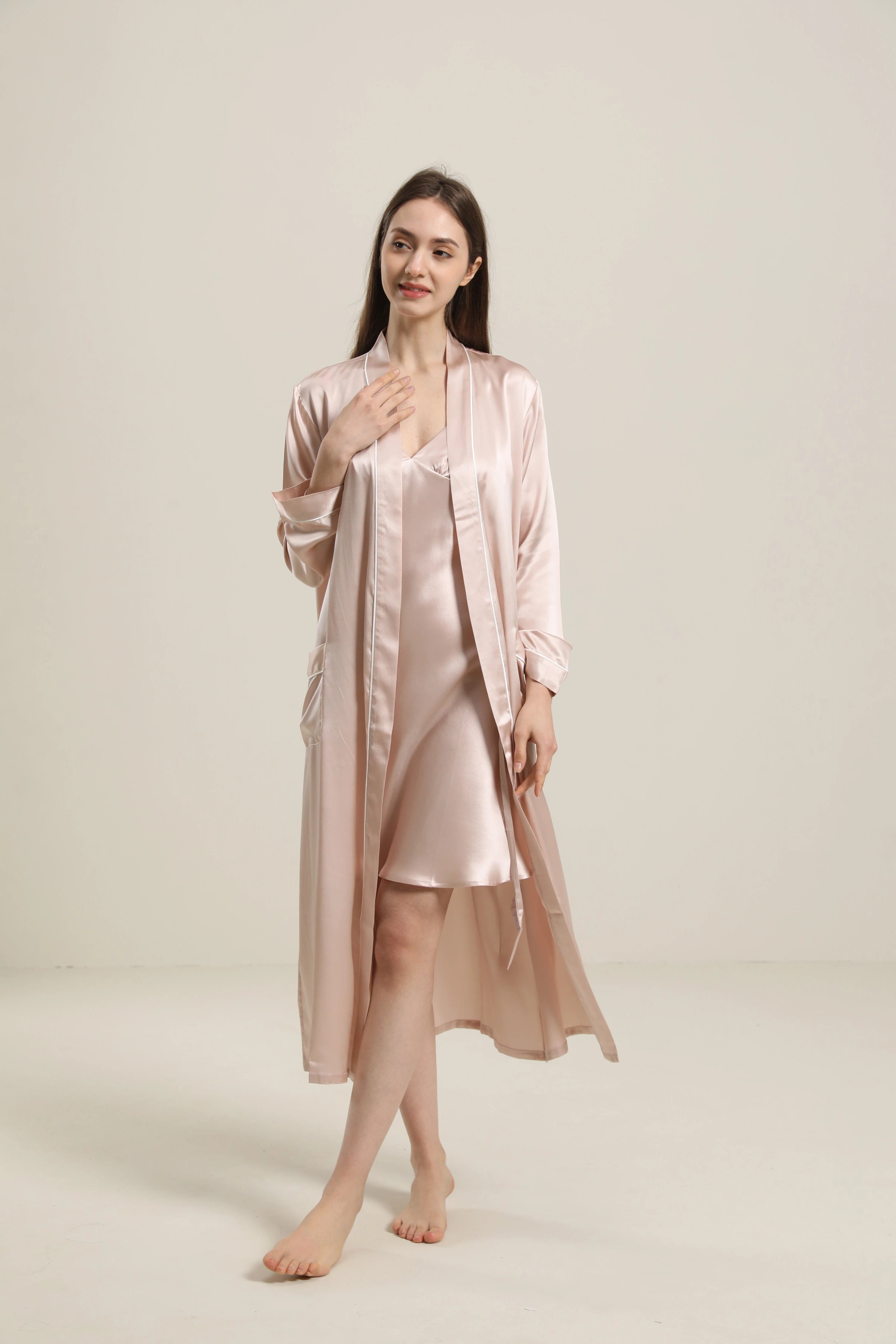 Luxury Washable Pure Color Silk Robe for Women - Soft & Comfortable Sleepwear, Loungewear & Spa Robe - Perfect for Relaxing at Home, Bridal Gifts & Hotel Bathrobes