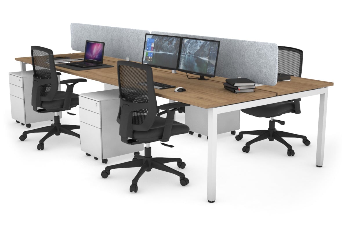 Quadro Square Legs 4-Person Office Workstation Desk - 1600L x 700W Dimensions - Perfect for Team Collaboration & Open Office Spaces