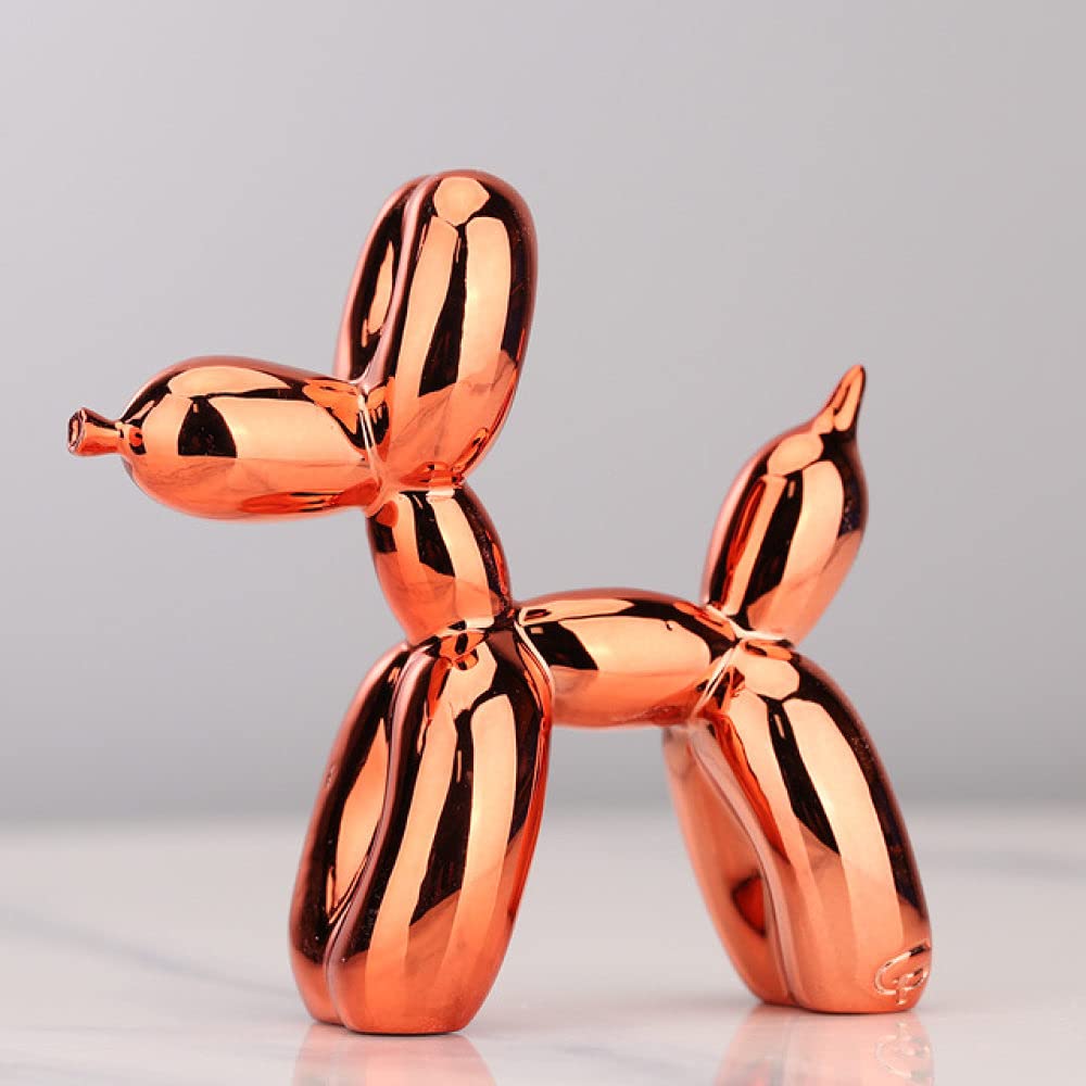 LOOIUEX Nordic Resin Balloon Dog Sculpture - Cute Animal Figurine Art, Modern Home Decor for Living Room & Desktop (Orange, 25x25x9cm) | Perfect for Scandinavian Style Interiors & Gift Giving