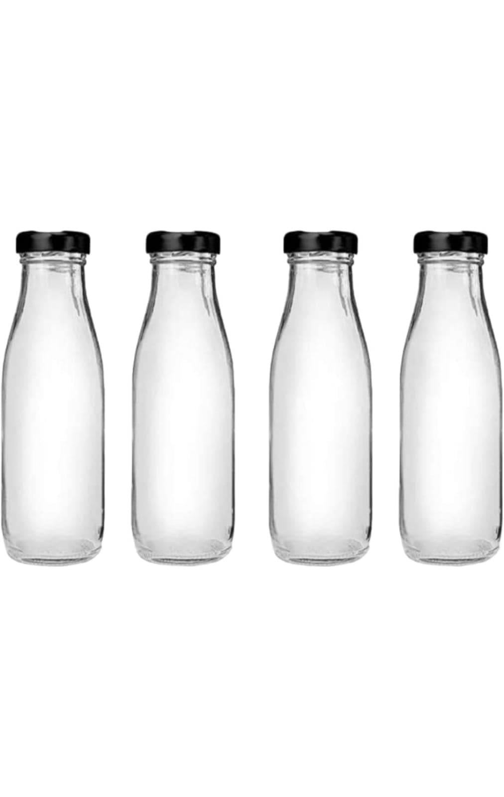 Surekha Glass Milk Bottle with Metal Lid - 200ML (4-Pack) - Reusable for Milk, Smoothies, Juices - Perfect for Fridge Storage, Meal Prep & On-the-Go Drinks