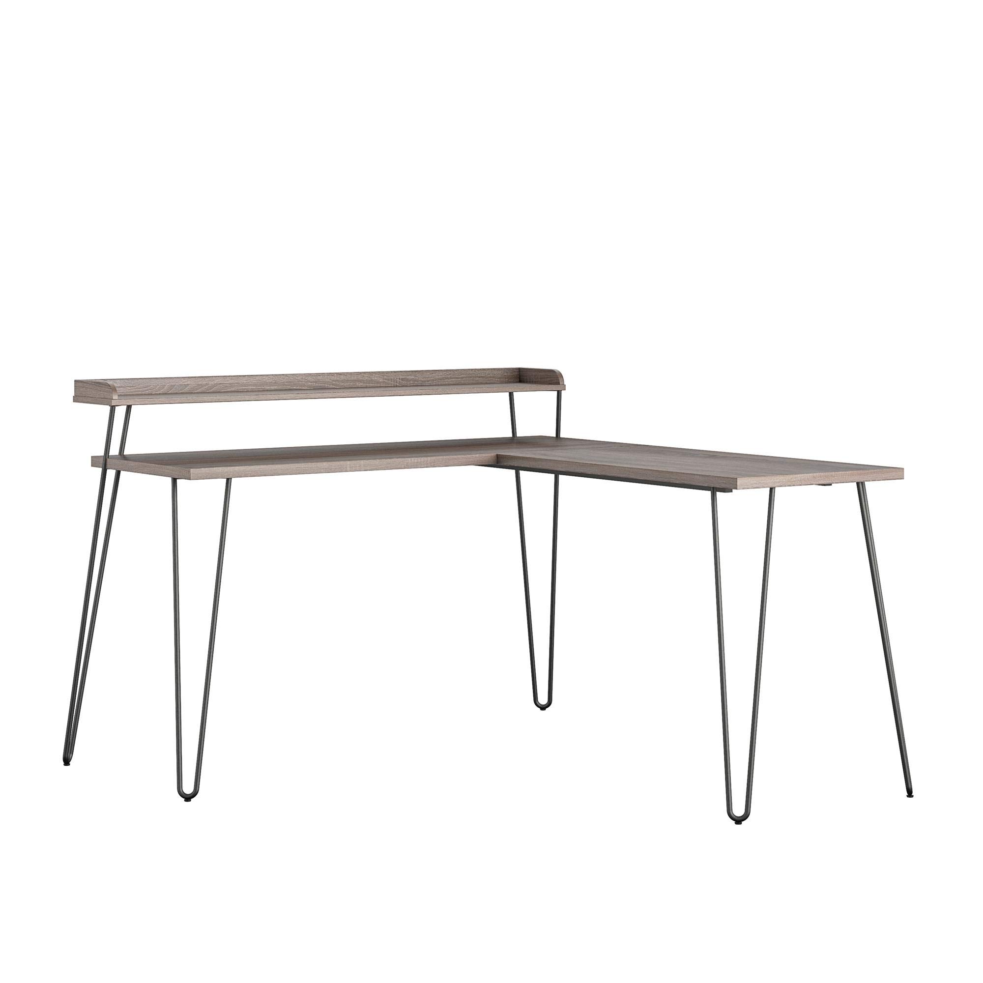Ameriwood Home Haven L-Shaped Desk with Riser - Distressed Gray Oak Finish, Home Office Computer Desk for Work & Study, Perfect for Small Spaces & Remote Work