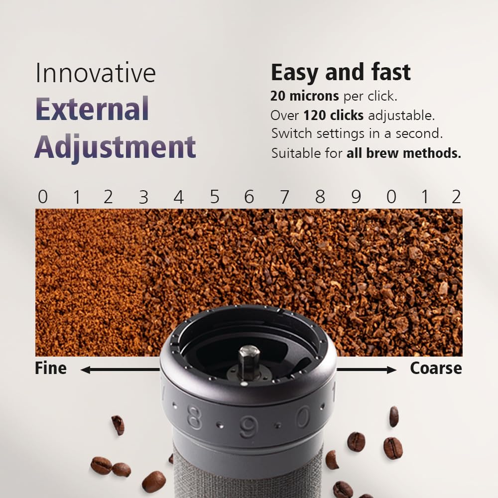 1Zpresso K-Ultra Manual Coffee Grinder - Premium Precision Burr Coffee Mill with Foldable Handle, Heptagonal Conical Burr for Consistent Grind, Quick-Release Magnetic Cup & Compact Design - Perfect for Home Brewing, Travel & Camping Coffee Enthusiasts