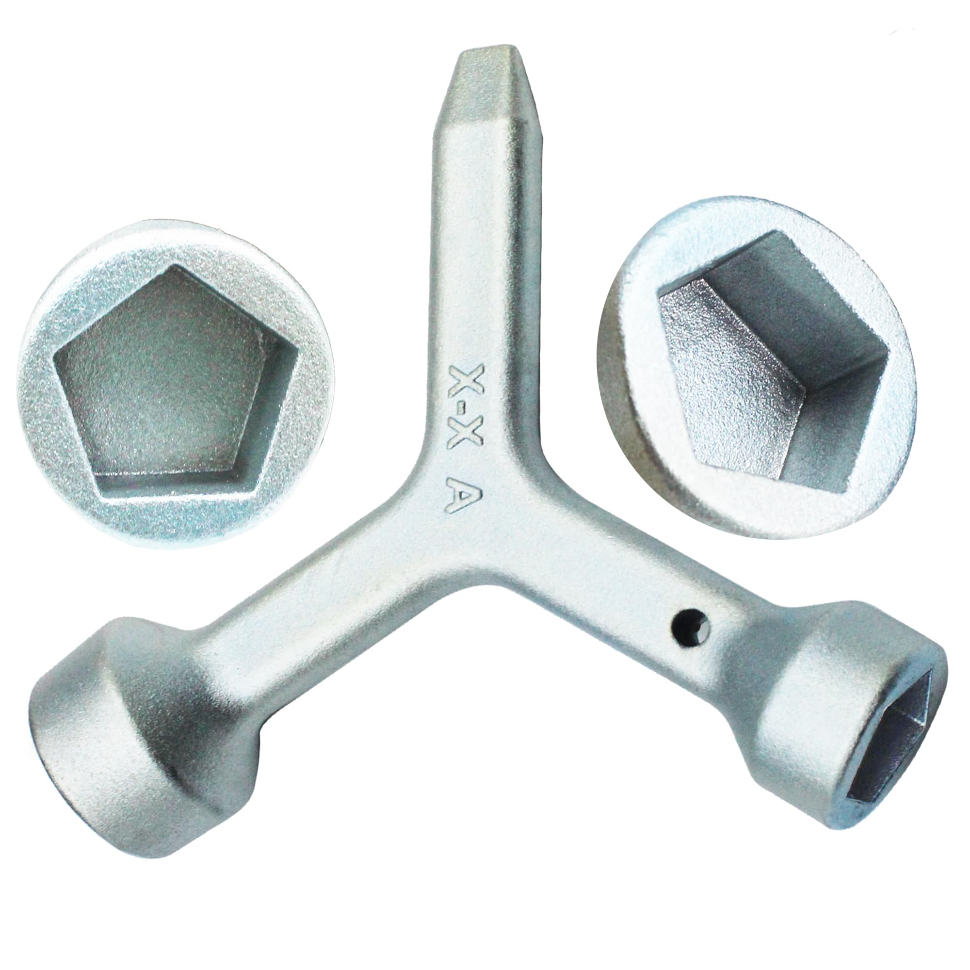 MKF2 Triangular Curb Box Wrench - Water Meter Key & Electric Box Opener Tool (Silver) - Opens Meter Pit Lids, Curb Box Lids & Utility Access Covers - Perfect for Plumbing, Water Service & Utility Maintenance