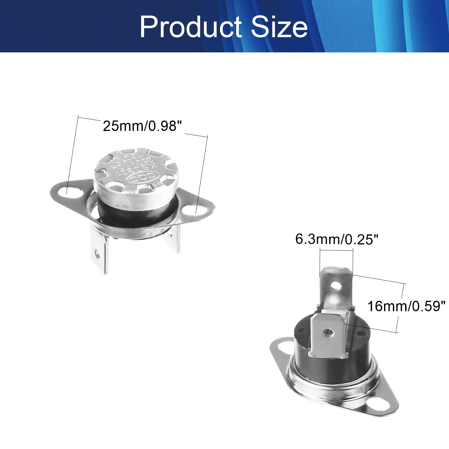 Heyiarbeit 2Pcs KSD301 Thermostat 120°C/248℉ 10A NC Adjustable Snap Disc Temperature Switch for Microwave, Oven, Coffee Maker - Perfect for Home Appliances & DIY Repairs