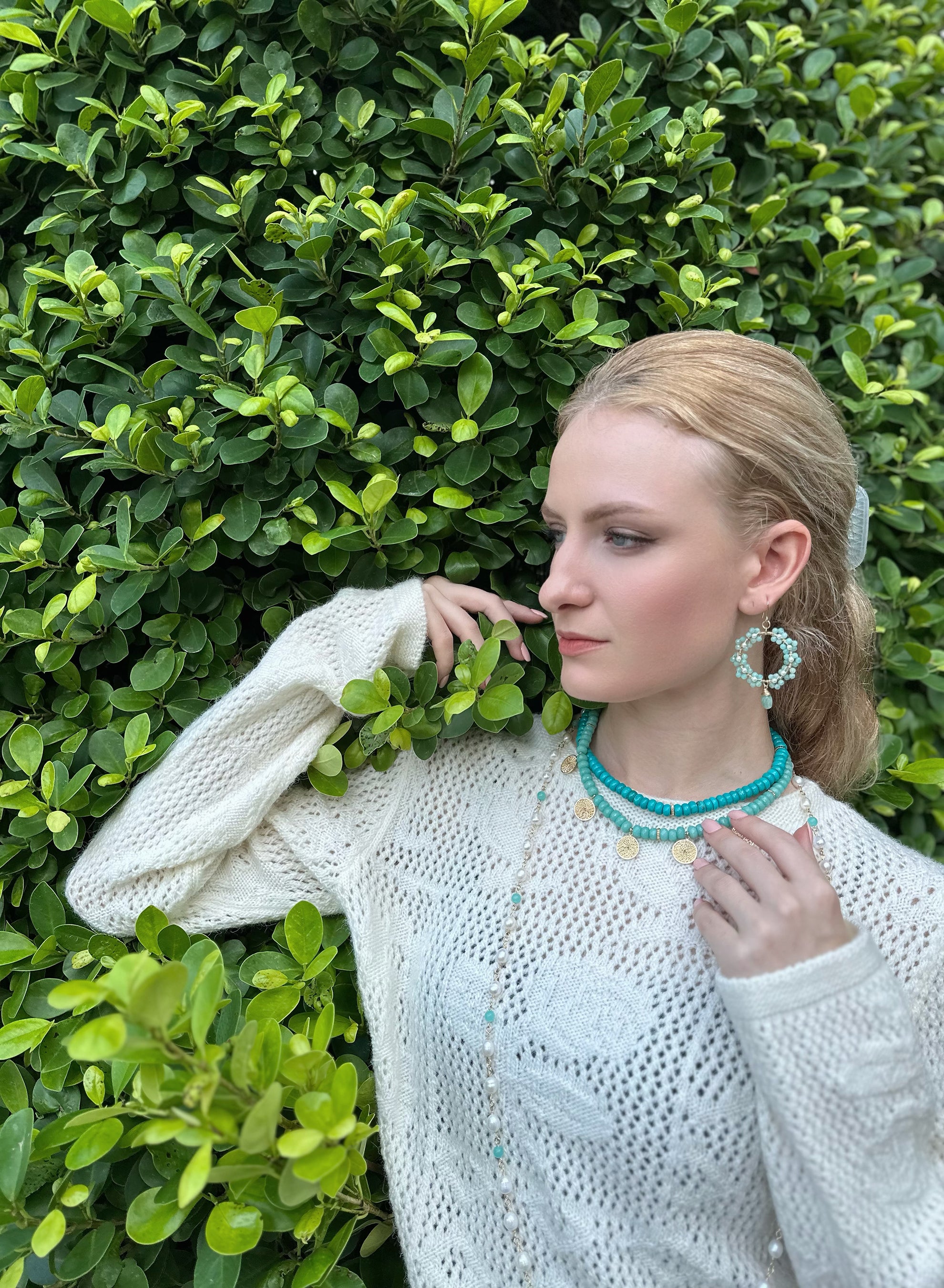 Handmade Amazonite Flower Earrings for Women - Elegant Bohemian Dangle Jewelry - Perfect for Weddings, Parties & Everyday Wear