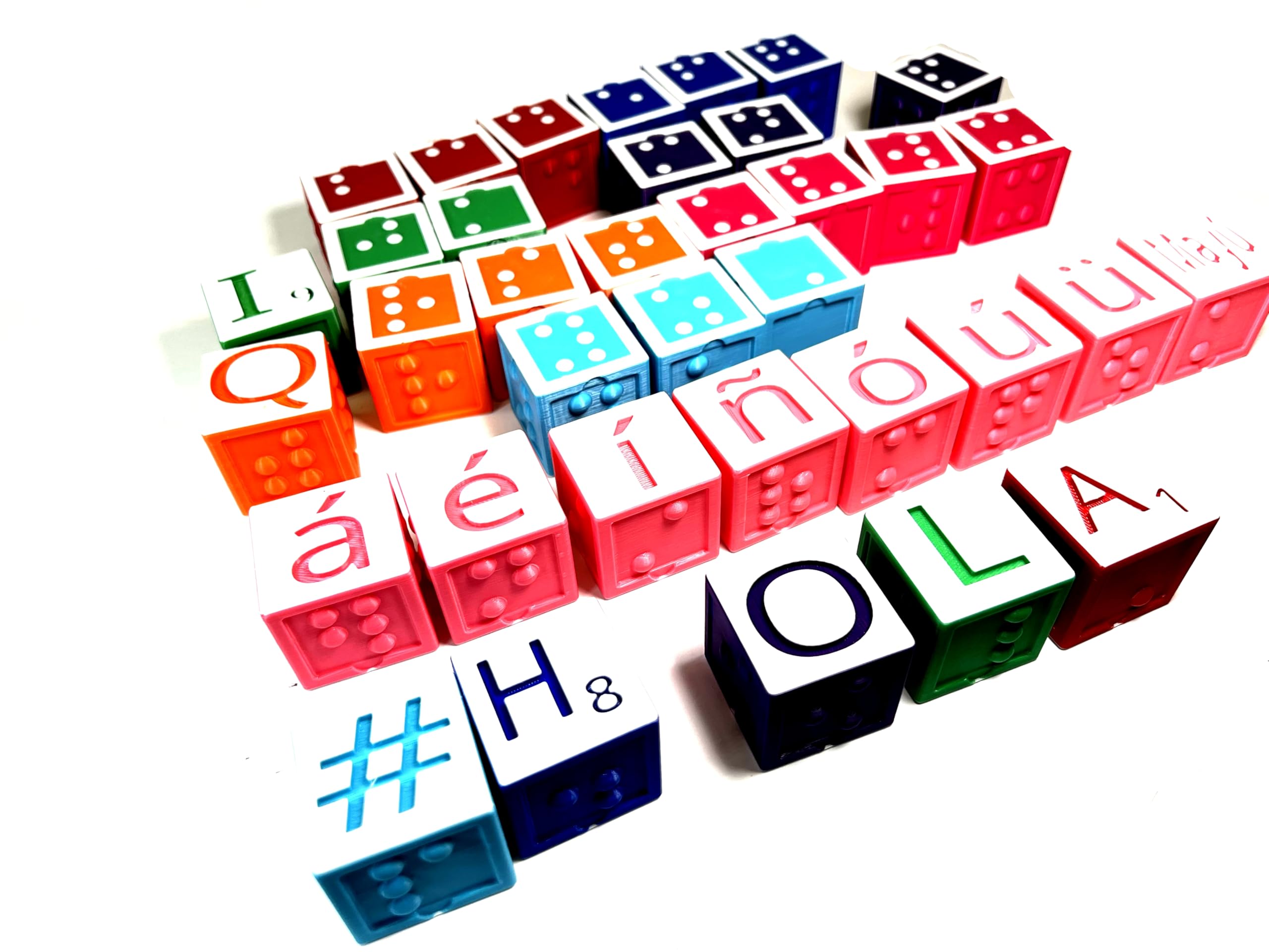Braille Alphabet and Number Learning Blocks - Educational Toy for Kids with Spanish Text - Perfect for Early Childhood Development & Tactile Learning at Home or School