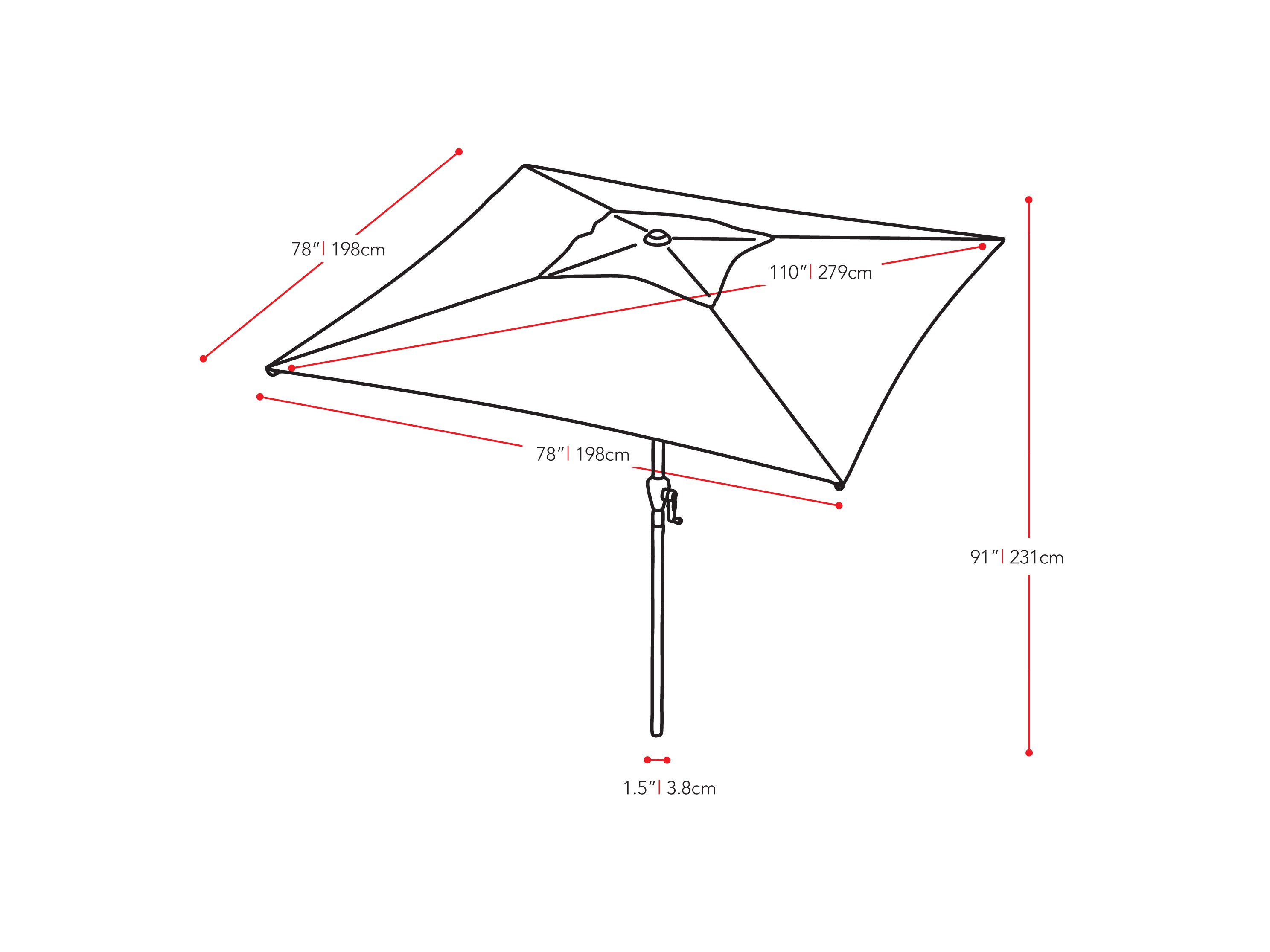 9ft Square Warm White Patio Umbrella - Outdoor Dining, Poolside Lounging, Garden Shade Solution