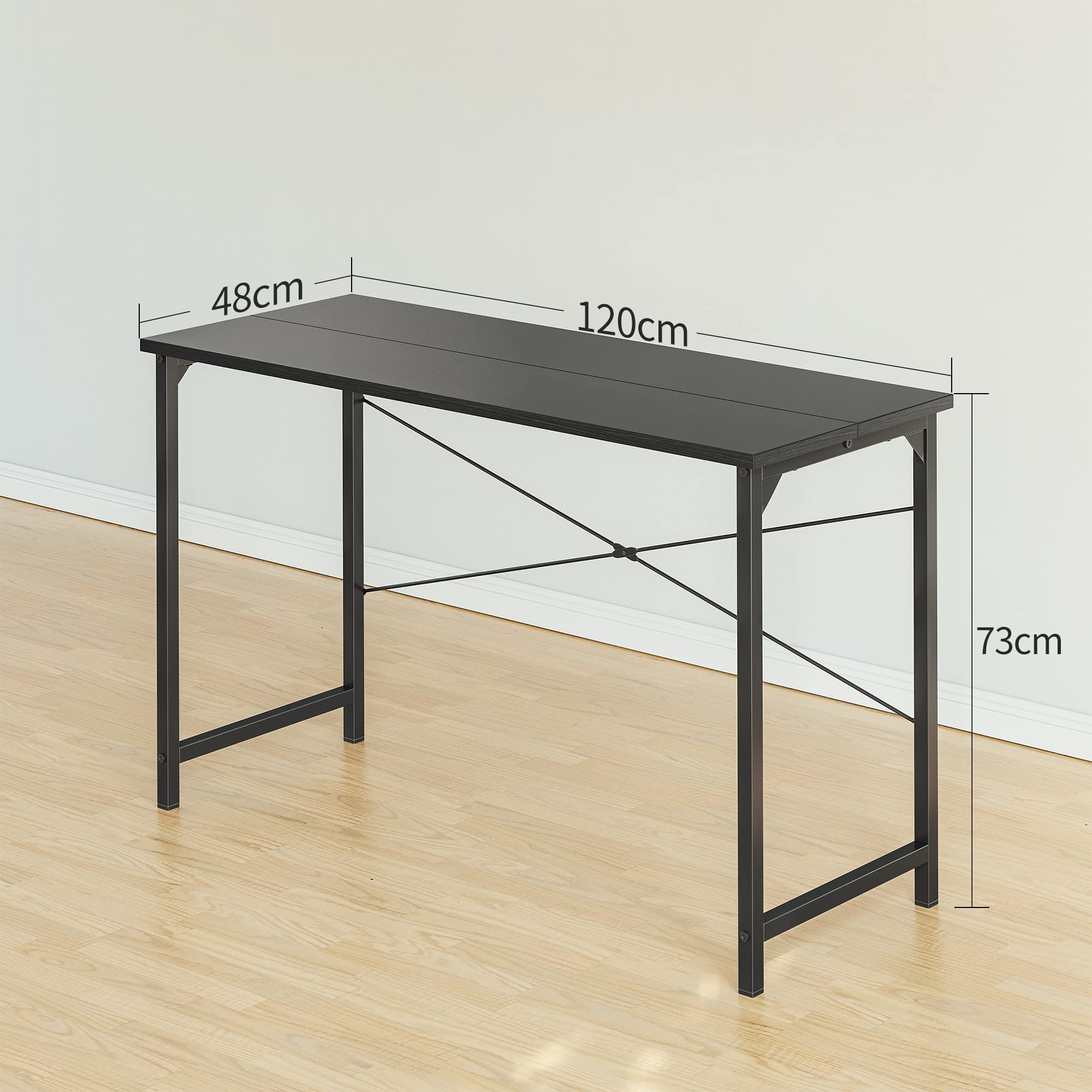CubiCubi 47 Inch Modern Computer Desk - Home Office Desk for PC, Study & Writing, Black - Perfect for Small Spaces, Gaming & Remote Work