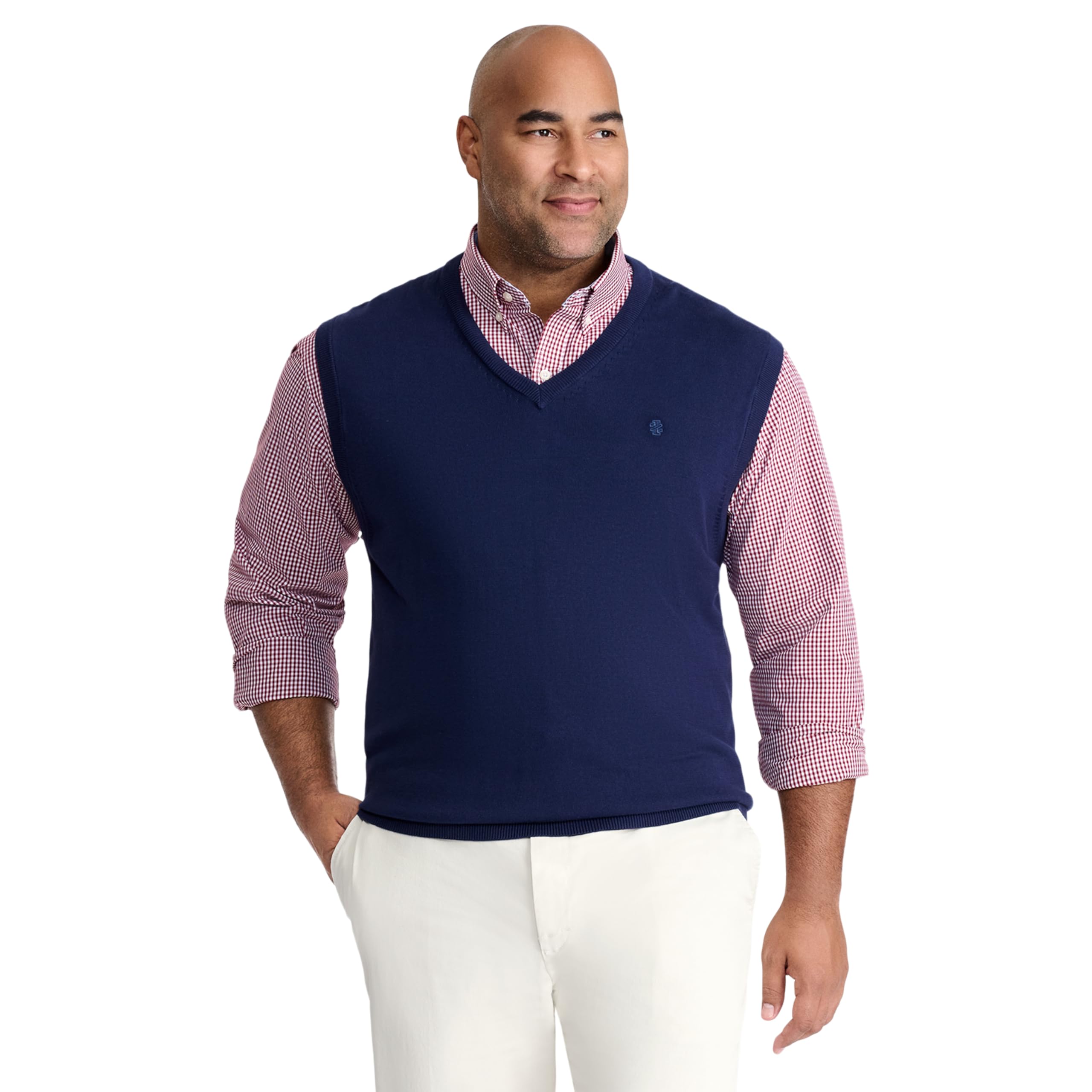 IZOD Men's Big & Tall Premium V-Neck Sweater Vest - Comfortable Knit Pullover for Casual Wear & Layering