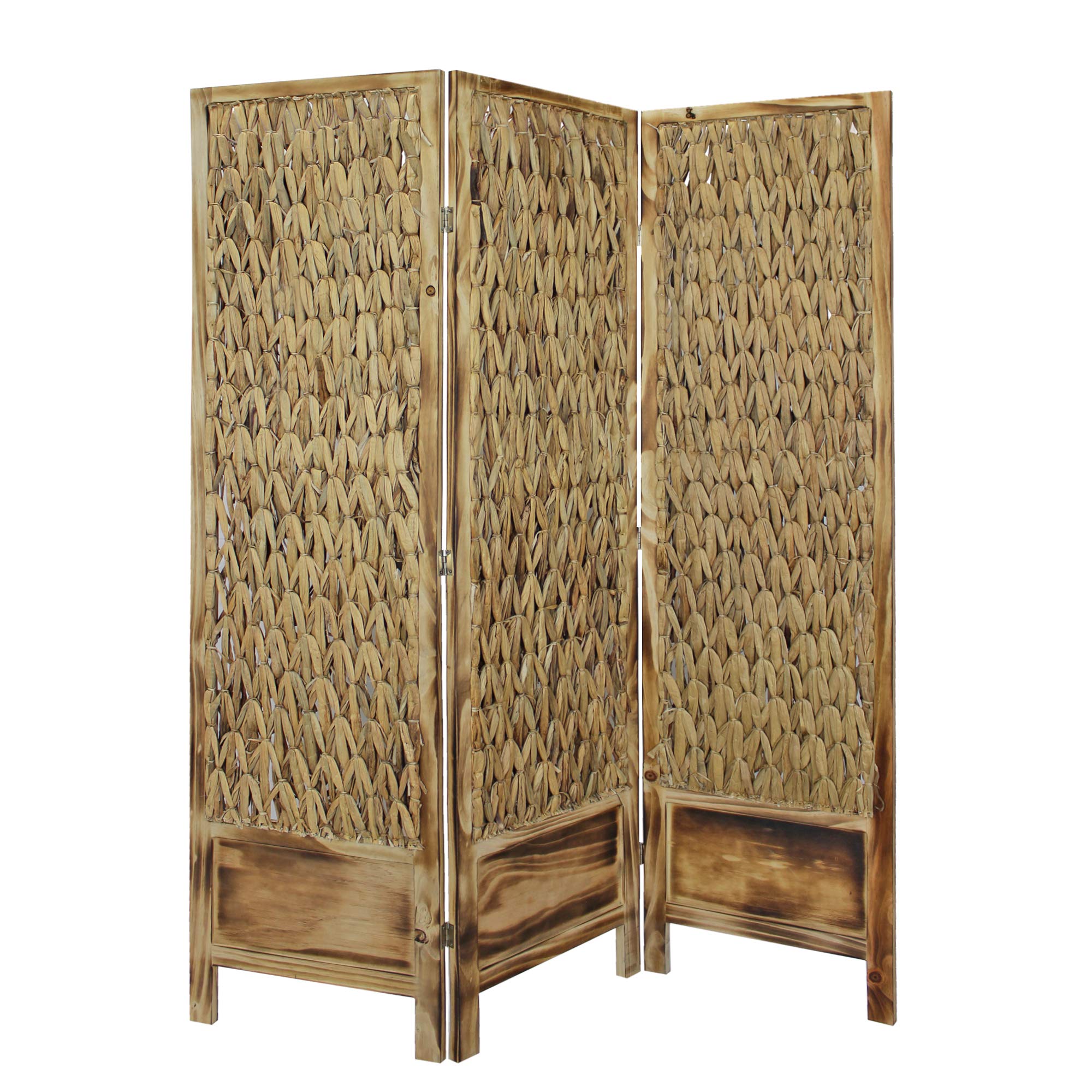 67 x 48 Inch Brown Room Divider Screen - Foldable Privacy Partition for Home Office, Bedroom & Living Room Decor