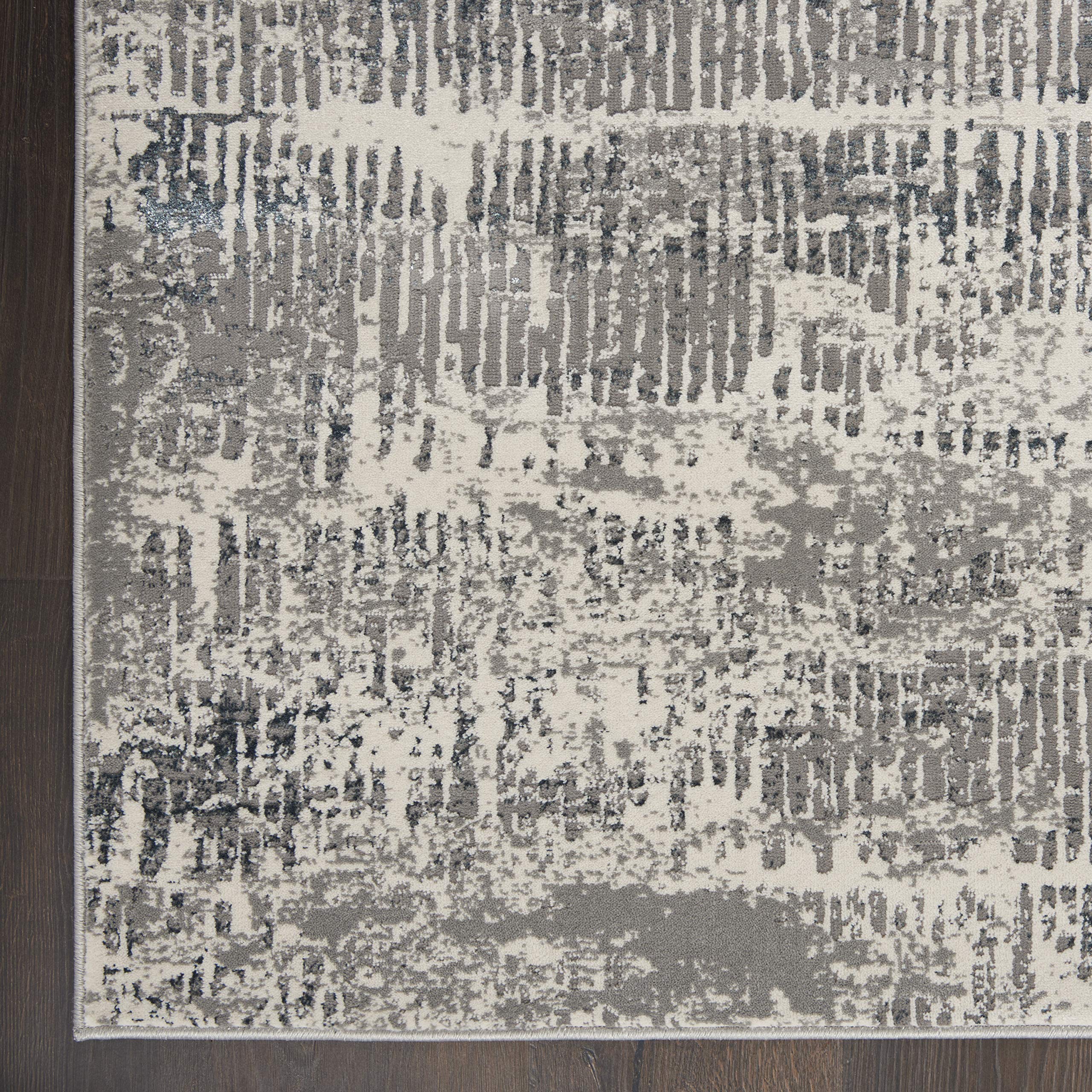 Michael Amini MA90 Uptown Abstract Ivory/Grey 8' Runner Area Rug, 2'2