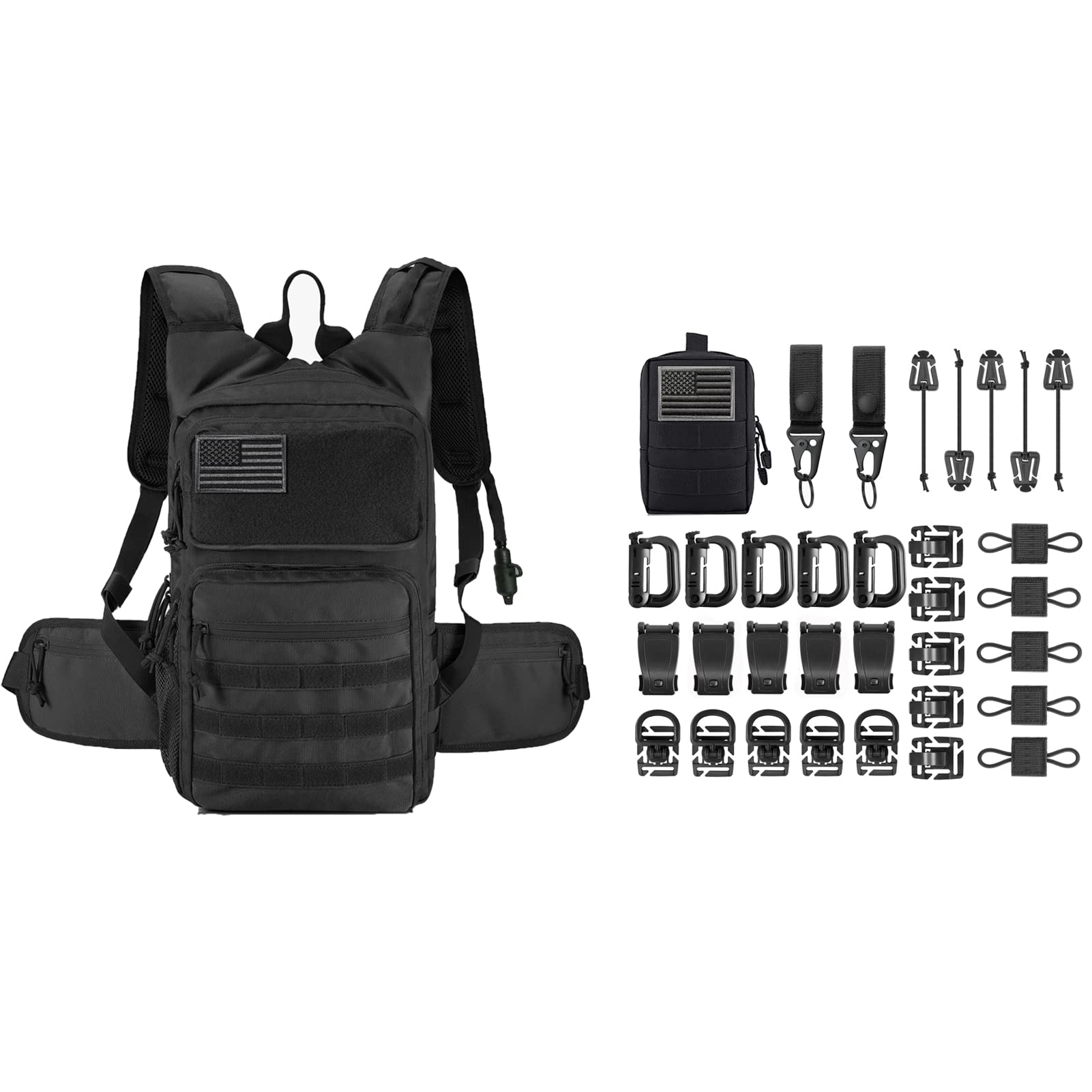 Tactical Hydration Backpack with 34 Molle Attachments - Outdoor Hiking & Military Use