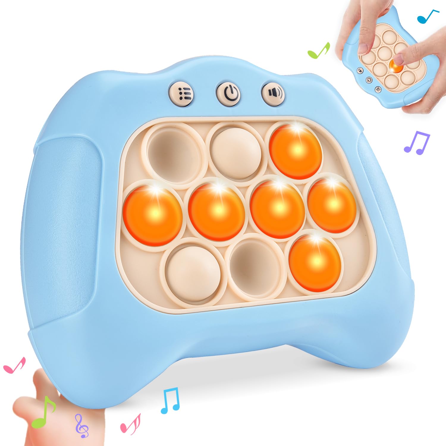 Upgraded Fast Push Game for Kids 6-12 | Pop Sensory Fidget Toys for Boys & Girls Ages 3-12 | Stress Relief & Reaction Training | Perfect Birthday Gift for Kids | Great for Classroom, Travel & Home Play (Blue)