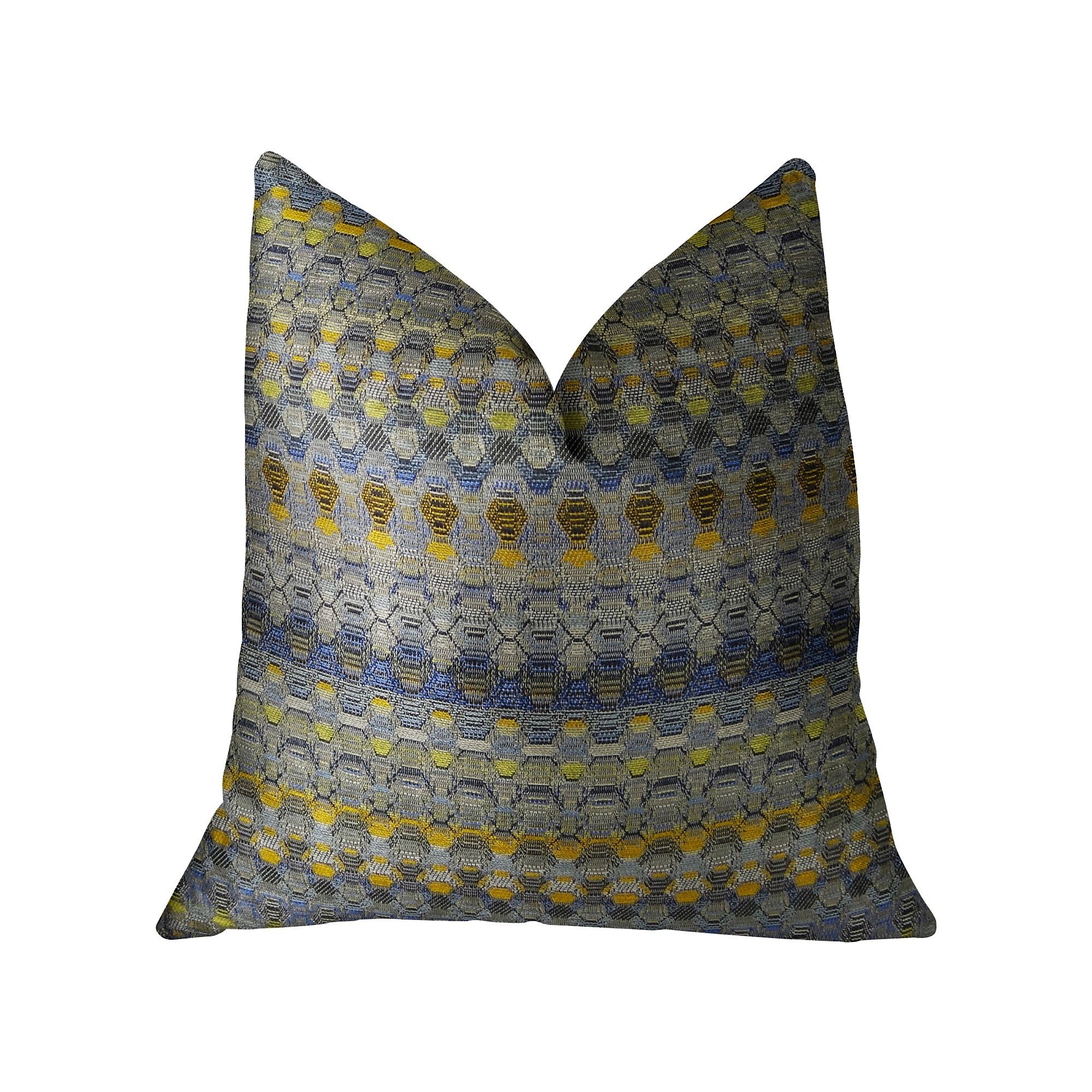 Plutus Merlot Way Handmade Decorative Throw Pillow 26x26 Inch - Soft Blue, Navy & Yellow Accent - Perfect for Sofa, Bed, Couch & Home Decor