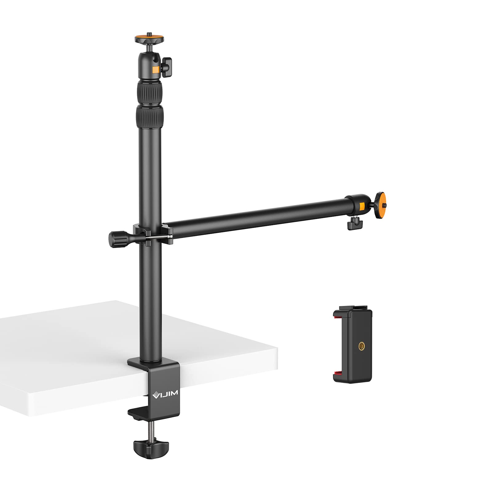 LS02 Camera Desk Mount with Adjustable Auxiliary Holding Arm - Perfect for Live Streaming, Video Conferencing & Content Creation