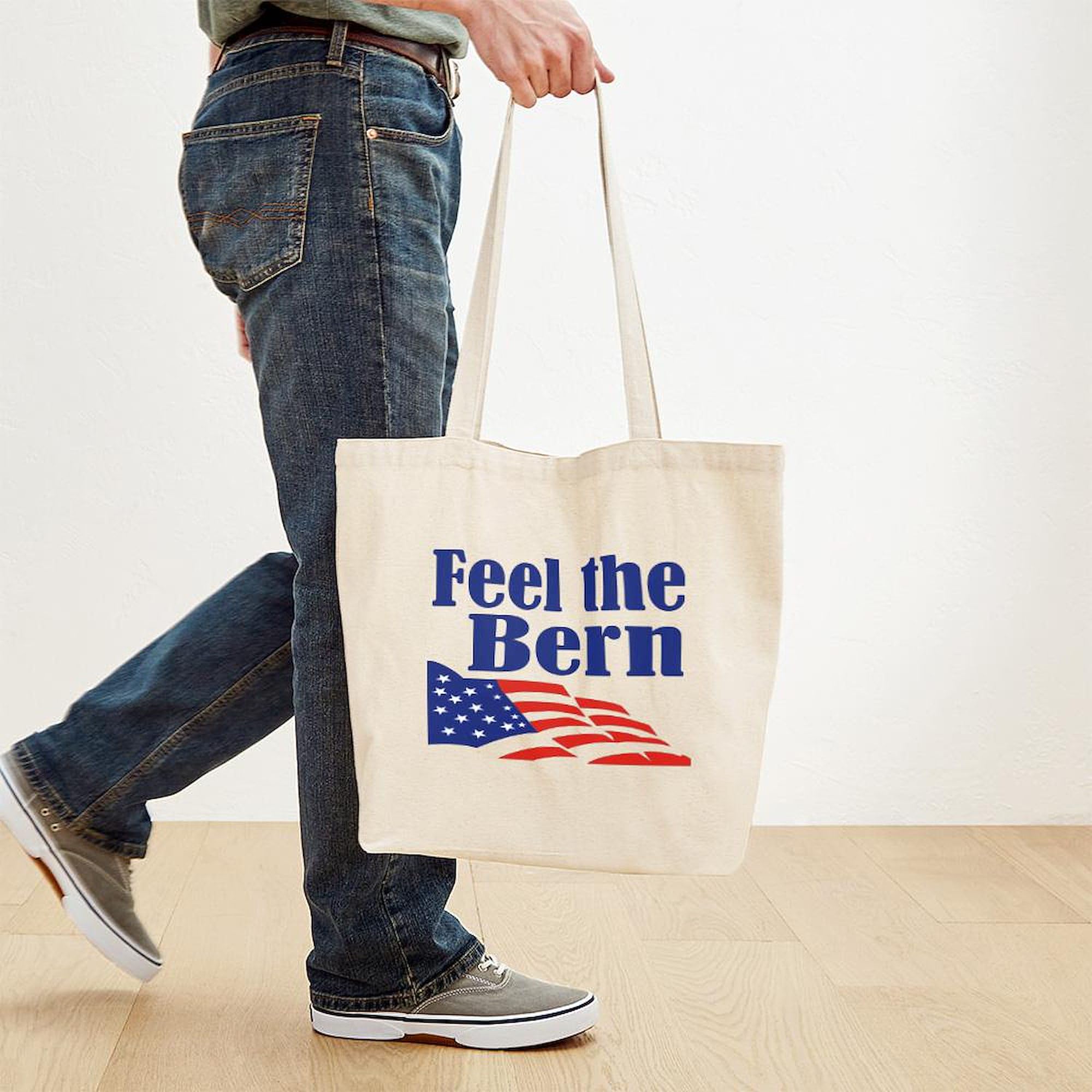 Feel The Bern Tote Bag - Eco-Friendly Natural Canvas Reusable Shopping Bag for Groceries, Beach & Everyday Use