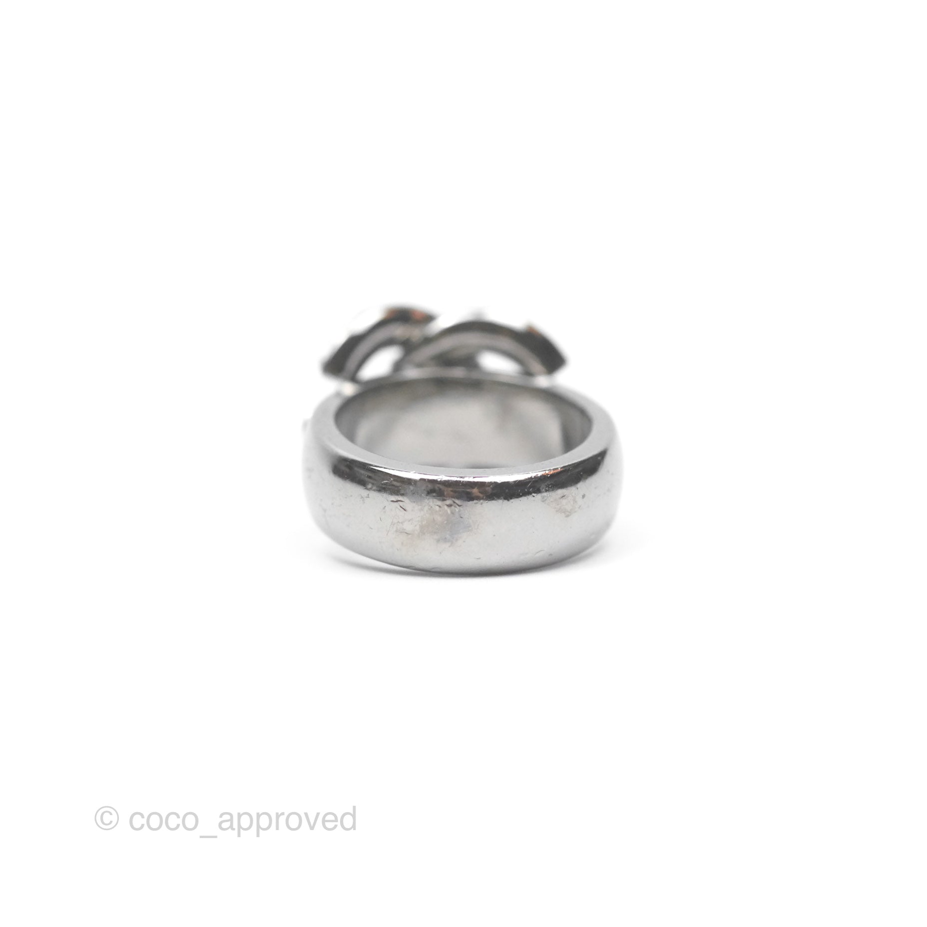 Chanel CC Ring Brushed Silver Tone 10A - Elegant Fashion Jewelry for Women | Perfect for Parties, Weddings & Date Nights