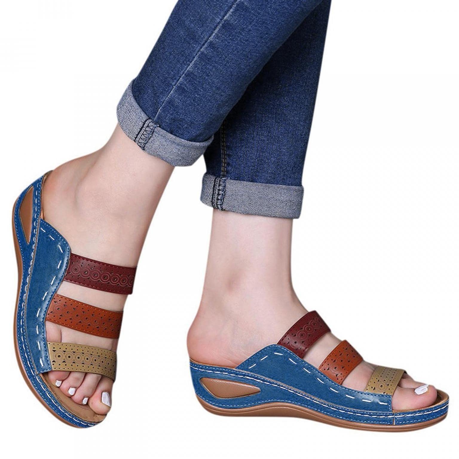 **Women's Orthopedic Open-Toe Sandals - Premium Vintage Anti-Slip Breathable Summer Shoes for Walking, Travel & Casual Wear**